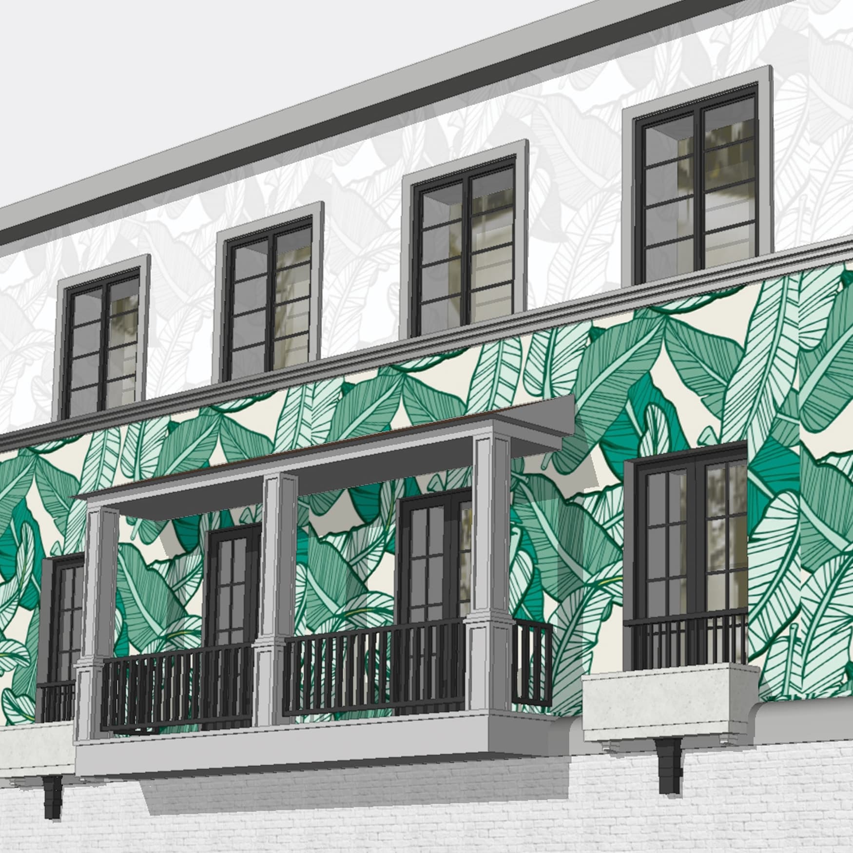 Rosemary Square, a  retail and entertainment center in West Palm Beach, Florida. RSM Design was brought in to create new facade designs, patterning, & mural designs. Architectural Graphic Design.