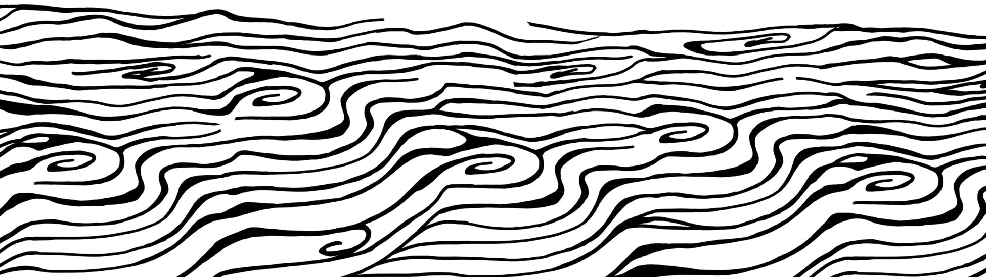 Black and white illustrated wave pattern graphic for Wai Kai, environmental graphic design by RSM Design.
