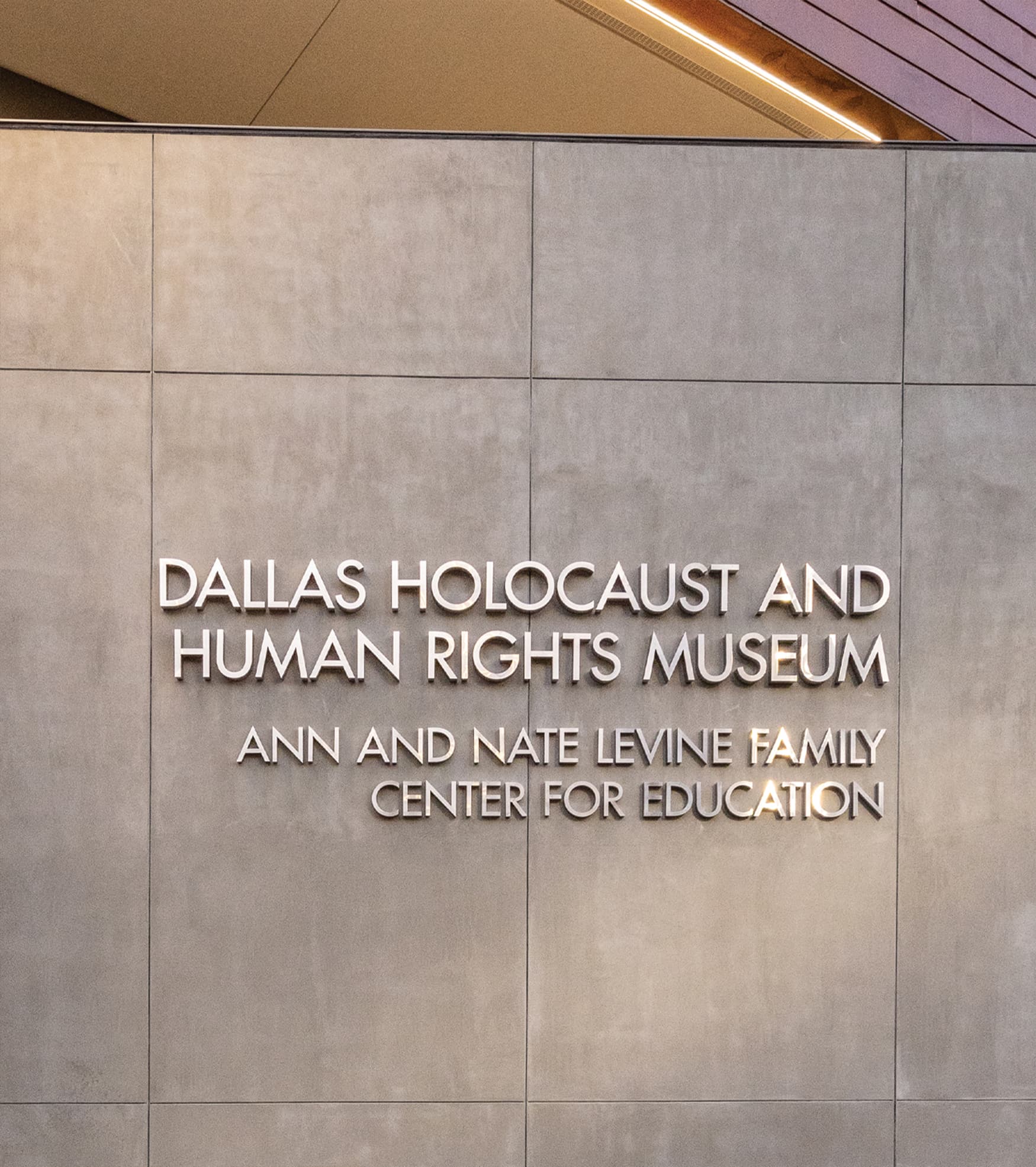 Dallas Holocaust and Human Rights Museum project identity signage