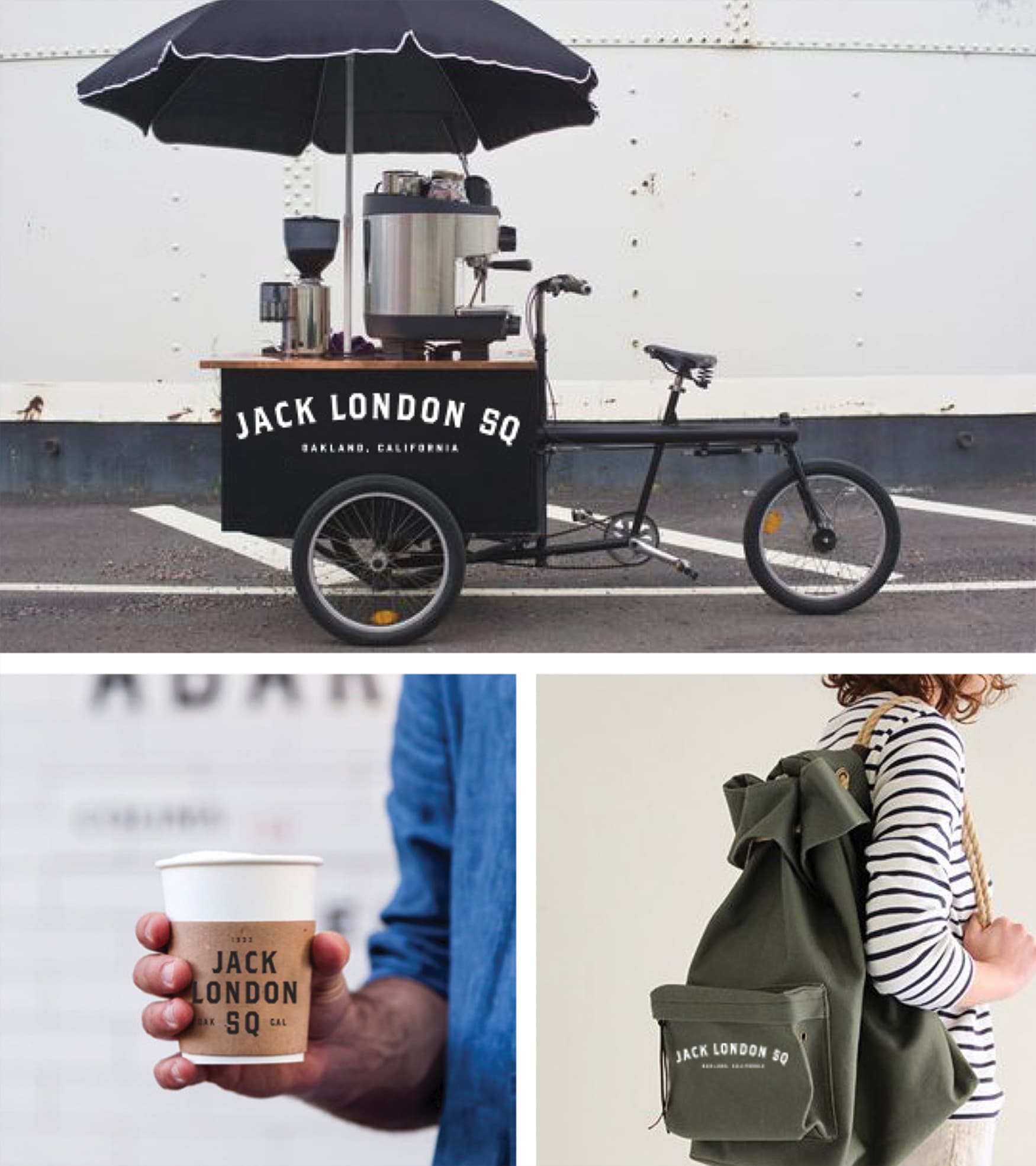 Jack London Square branded coffee cart.