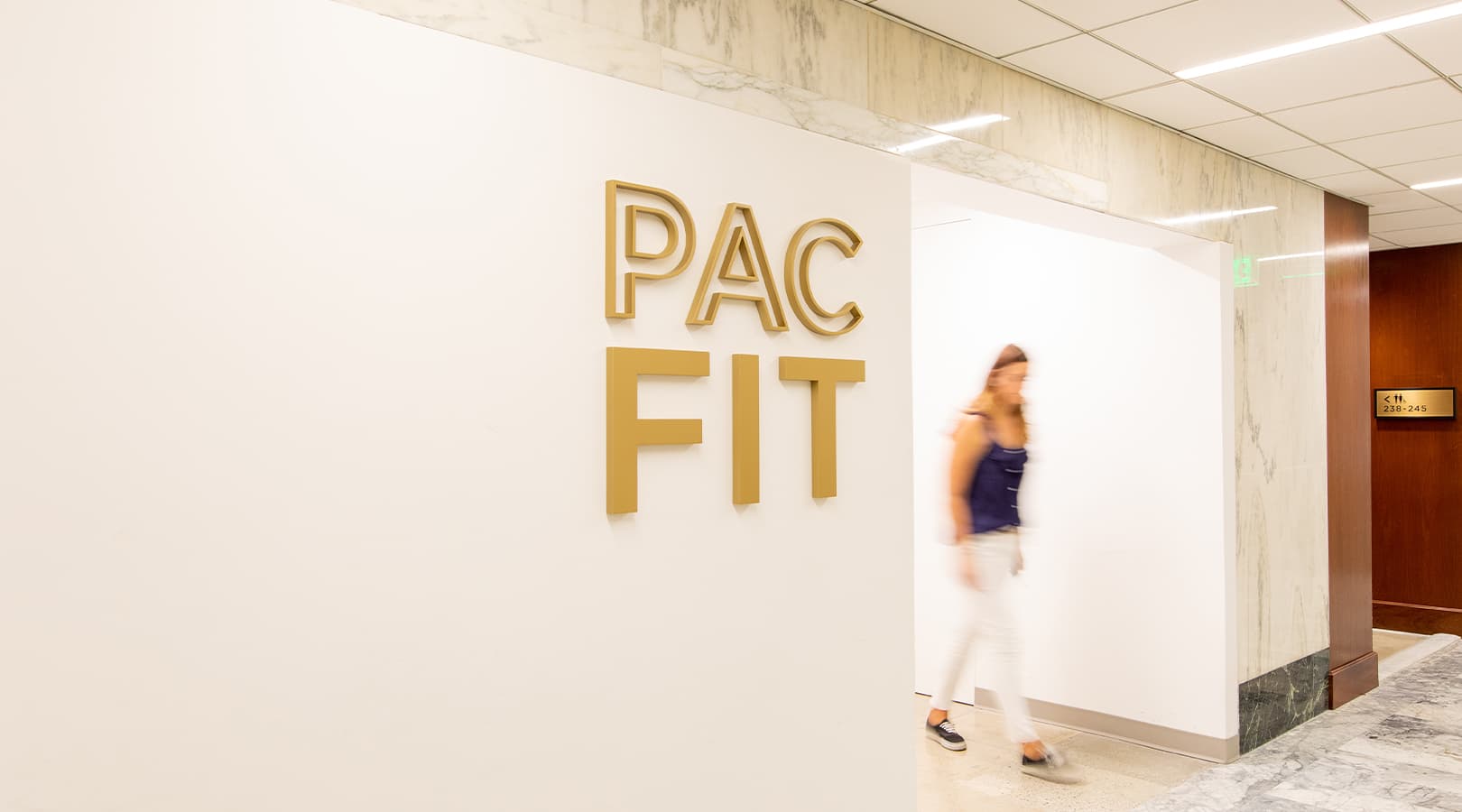 PacMutual Building, Los Angeles Gym Identity Signage