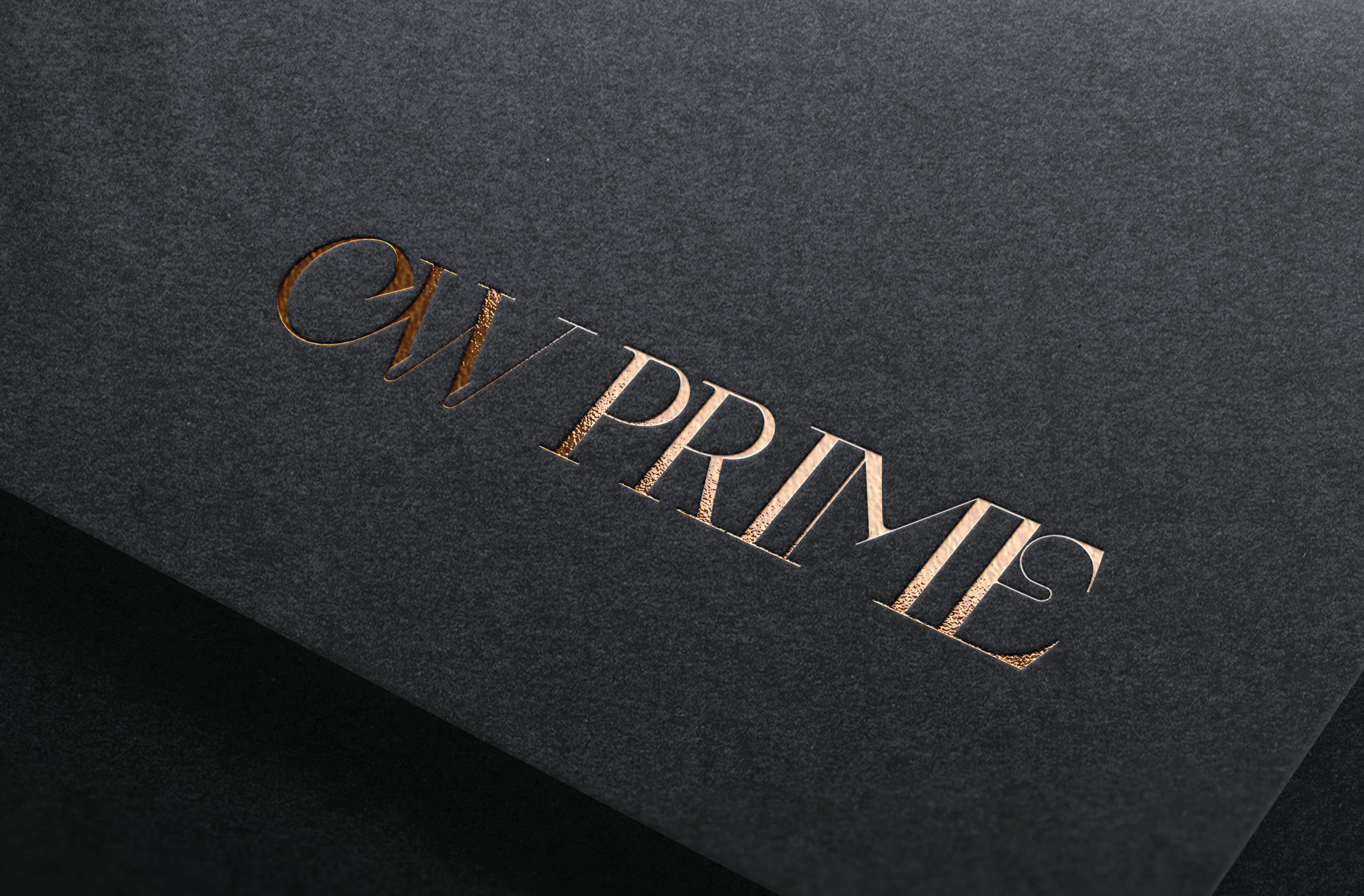 Close of image of gold debossed logo for CW Prime at the St. Regis Longboat Key Resort. 