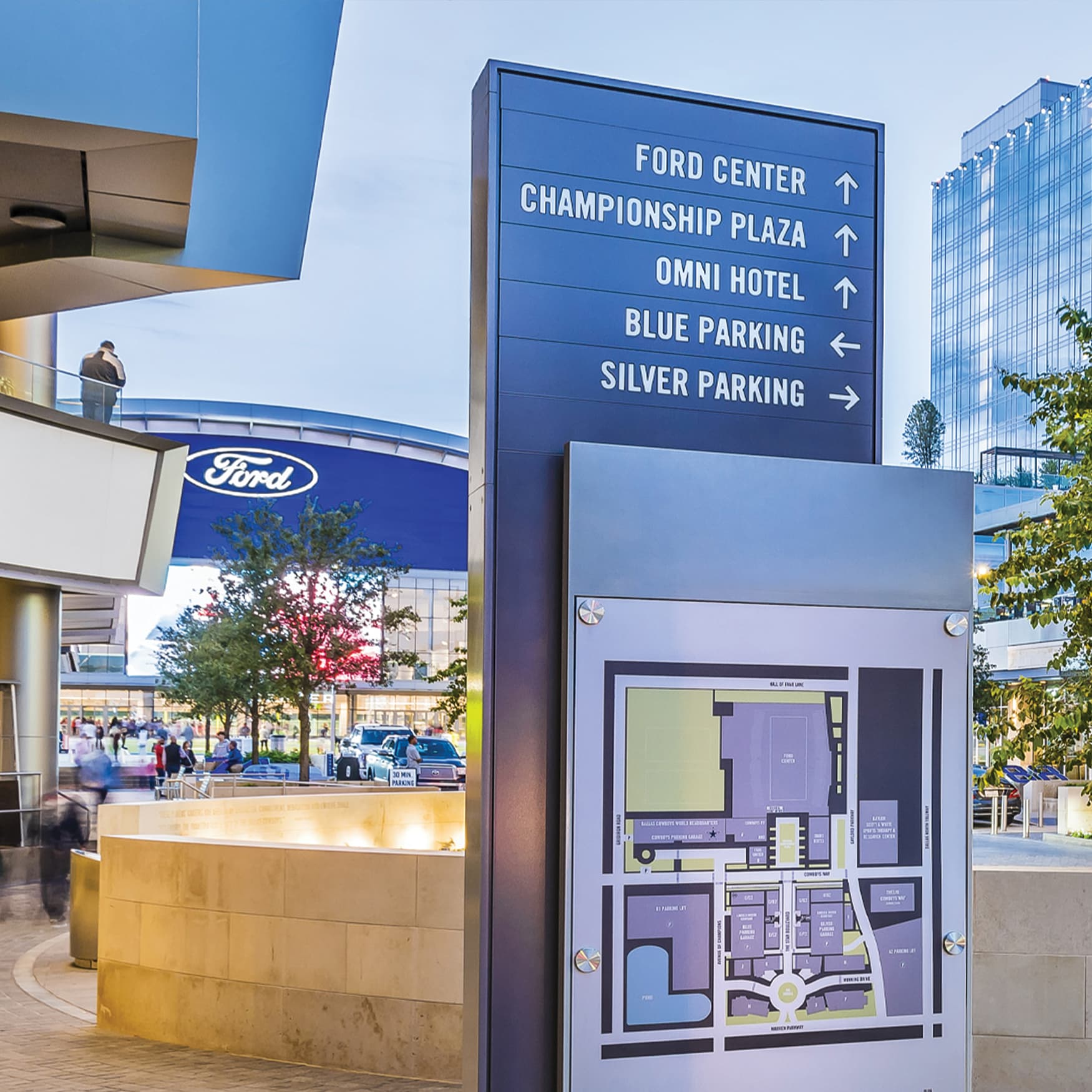 Dallas Cowboys headquarters wayfinding signage and directory map