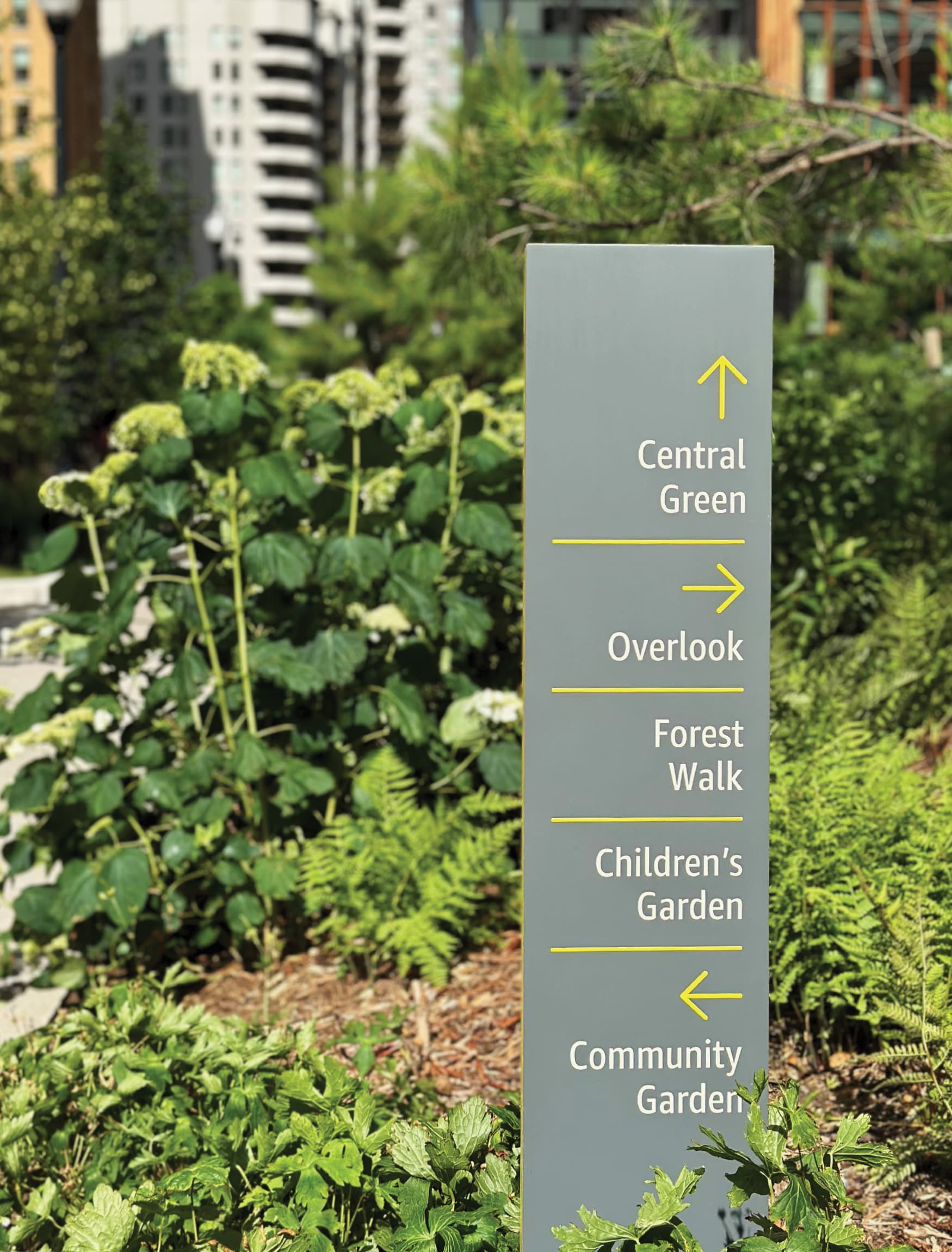 
Directional sign at Amazon's Met Park, guiding you to essential destinations within the dynamic urban campus. Easily navigate to offices, recreational areas, dining spots, and more with this strategically placed, user-friendly sign.