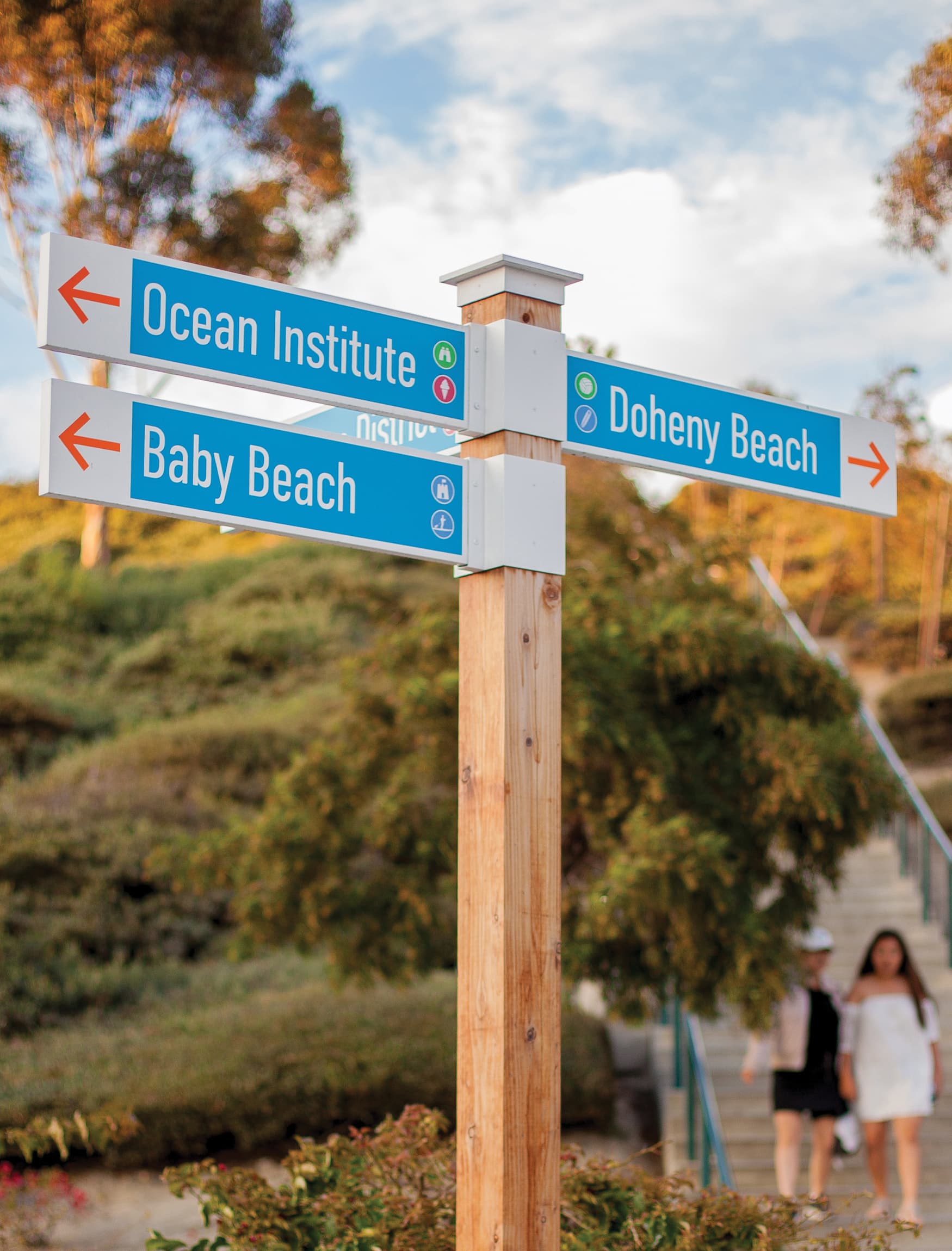 The City of Dana Point branded wayfinding directional sign