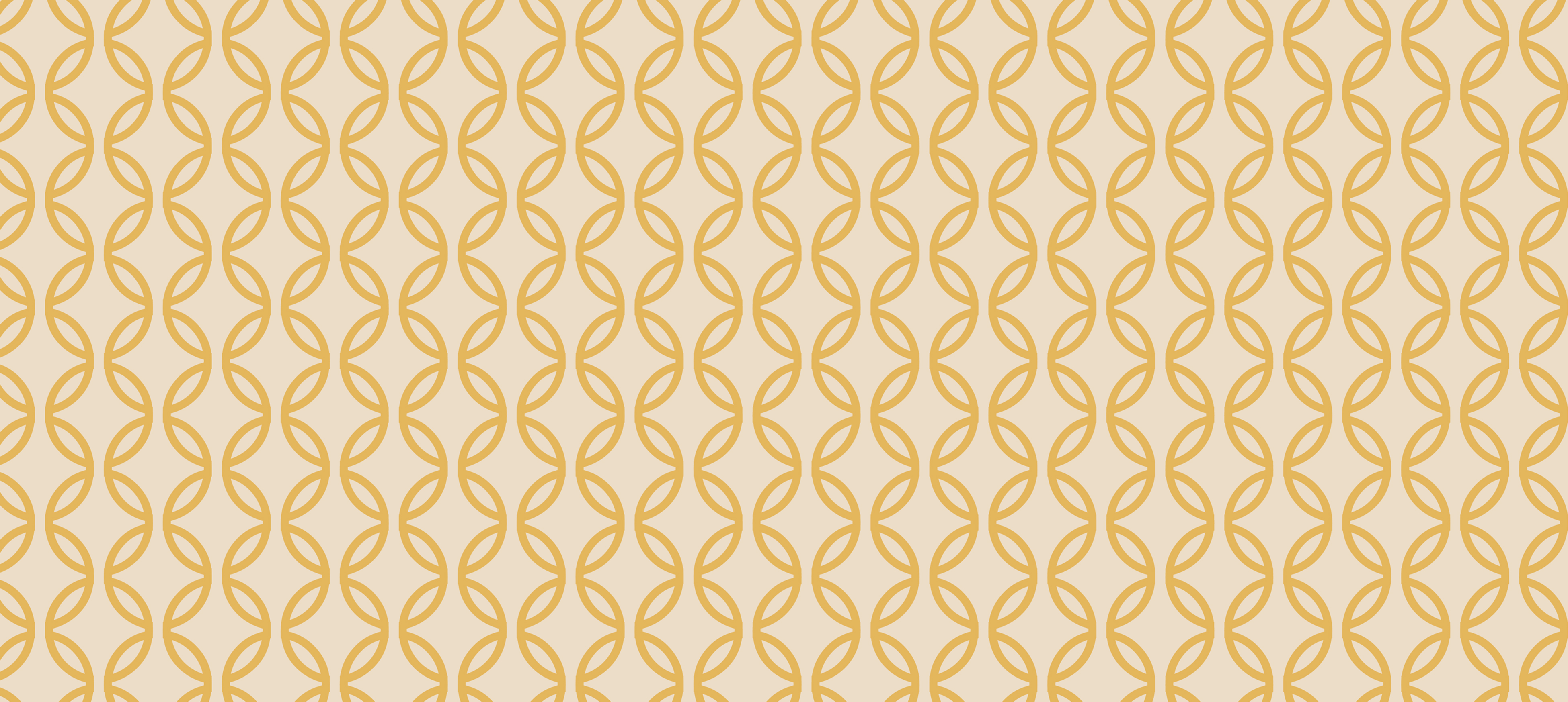 Repeating interlocking circle pattern in gold on cream, Uptown Tucson brand graphic by RSM Design