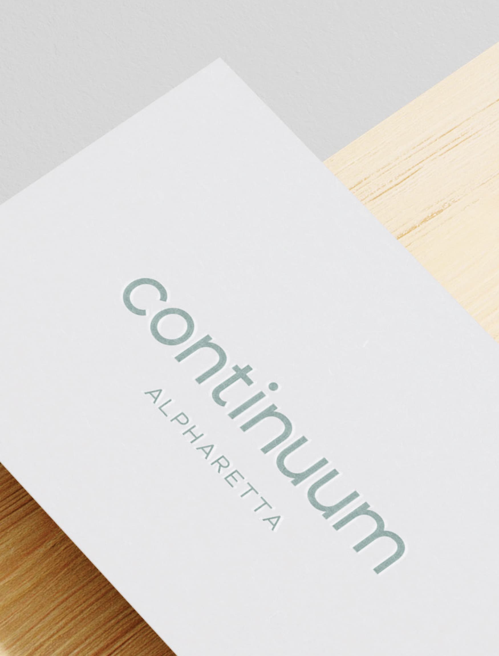 Logo and brand work on a pamphlet Continuum Alpharetta, designed by RSM Design. 