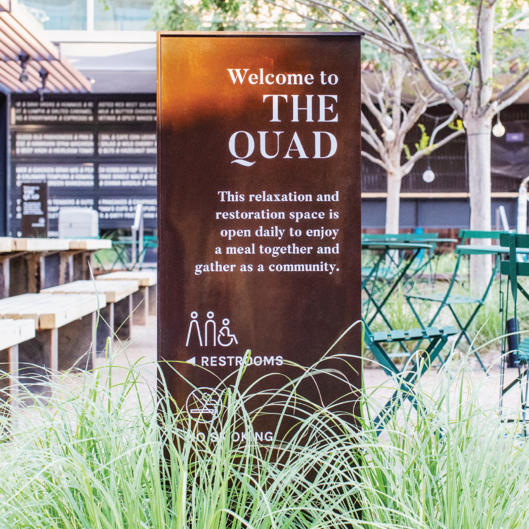 Image of the wayfinding signage at the Quad at UnCommons in Las Vegas, Nevada. 