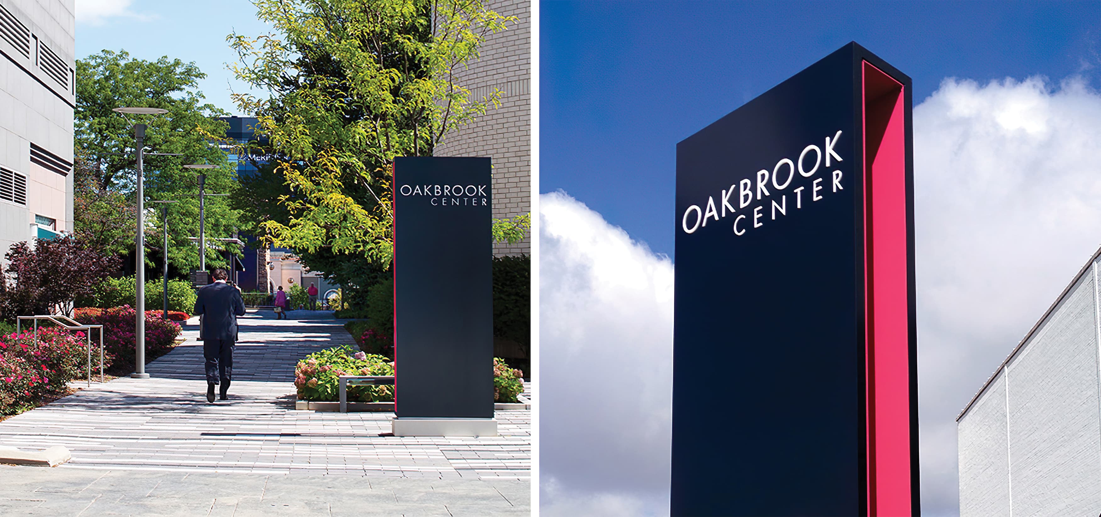 Oakbrook Center, a mixed-use shopping center in Oakbrook, Illinois. Project Identity Signage.