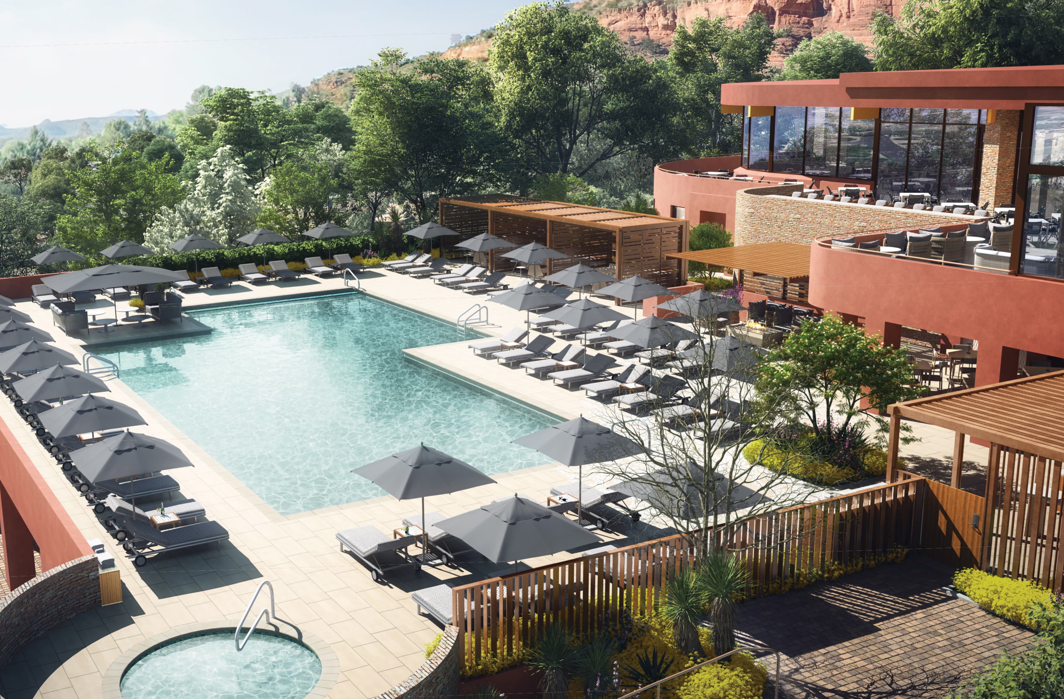 Overview of the pool at Enchantment Resort in Sedona, Arizona