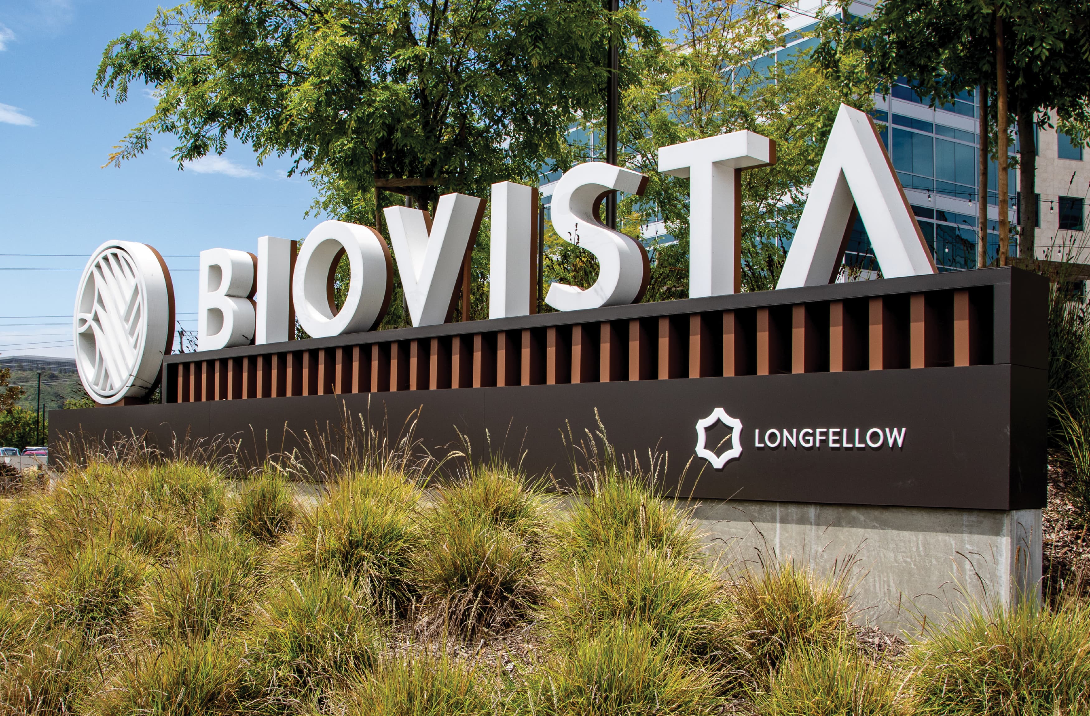 Image of the entry sign at the Biovista campus. 