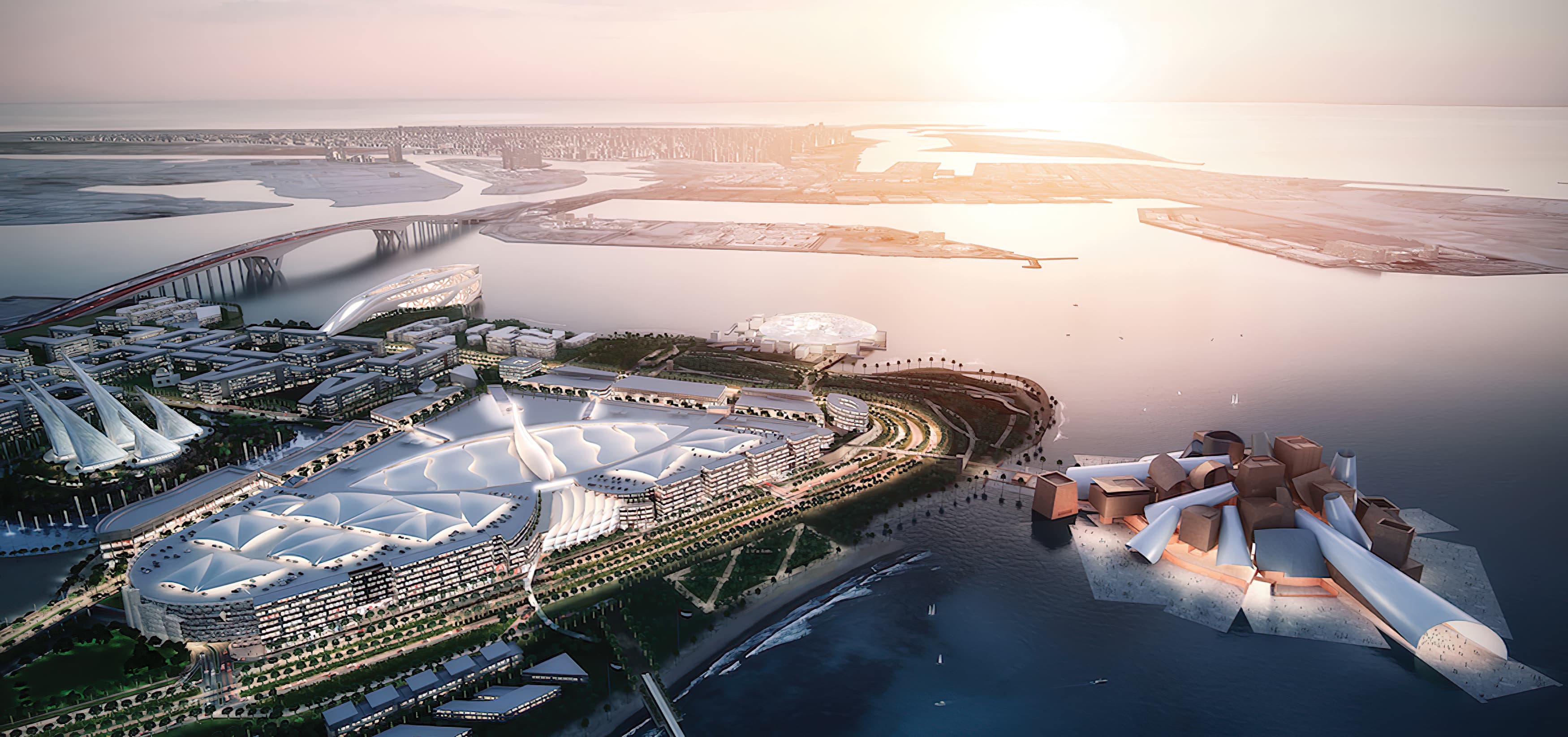 An Aerial rendering of The District a Mixed Use Retail Project in Abu Dhabi, United Arab Emirates.
