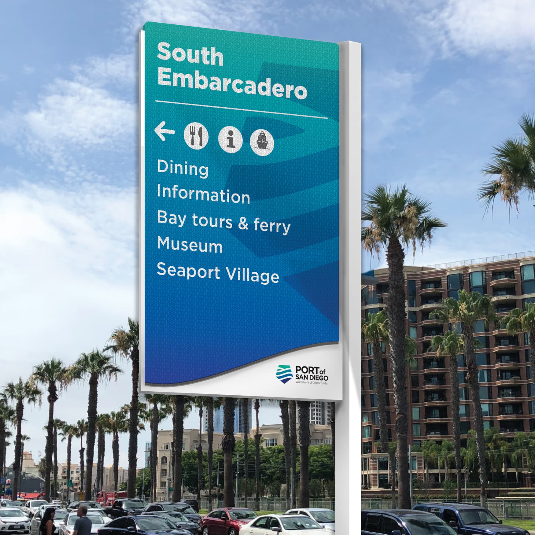 Port of San Diego waterfront pedestrian directional signage