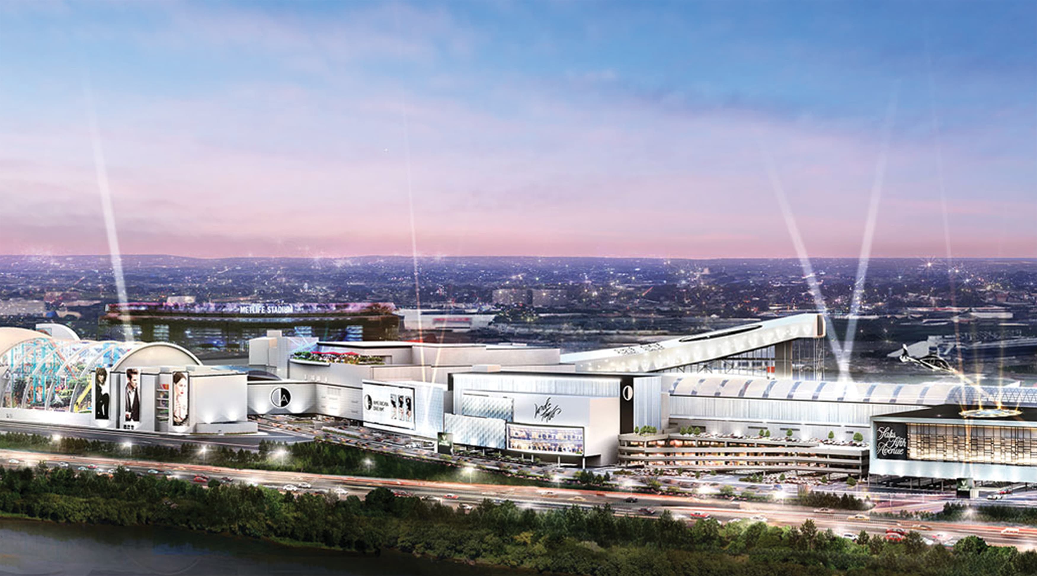 American Dream Retail Project Design in East Rutherford, New Jersey. Aerial Architectural Rendering