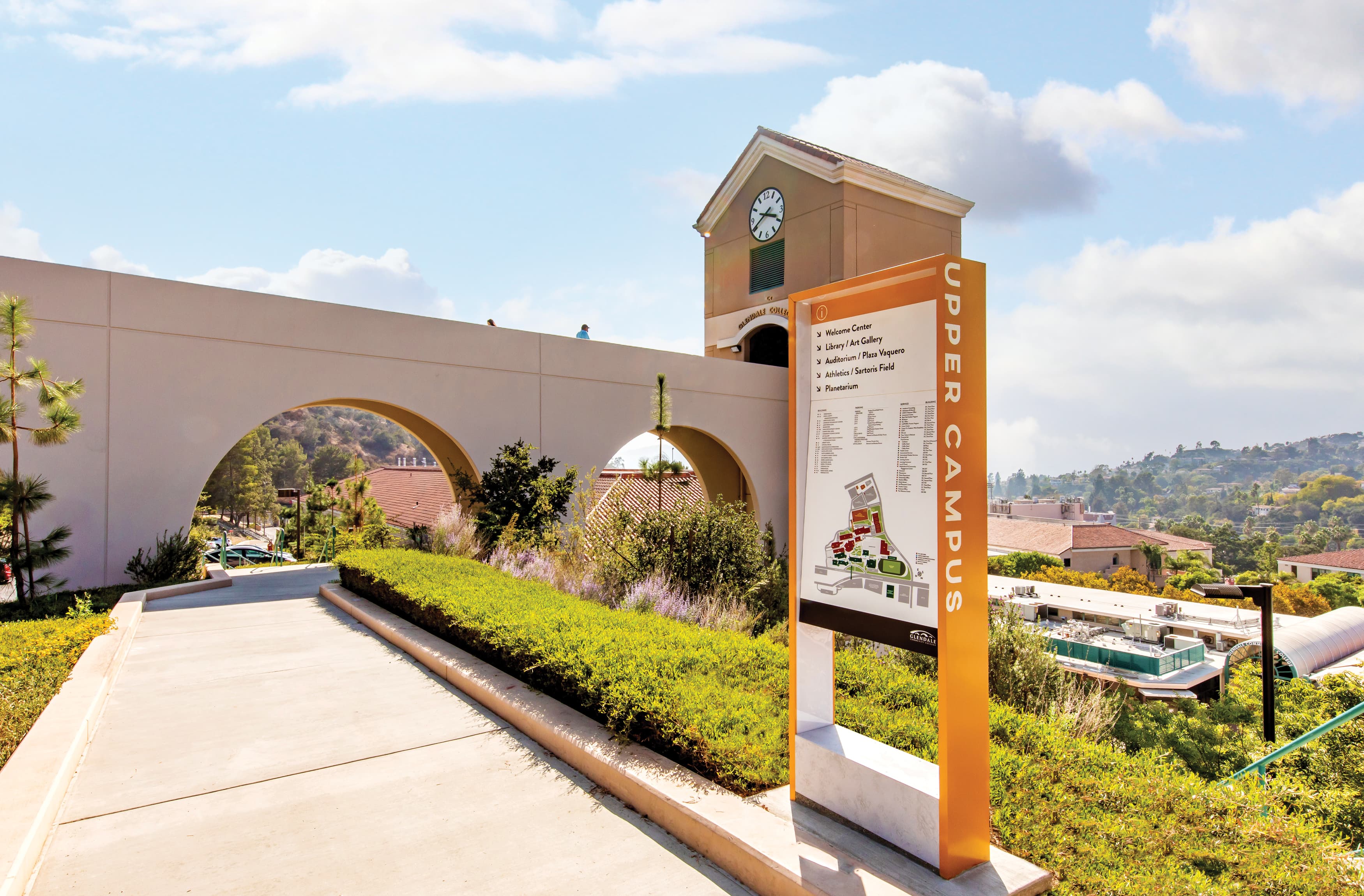 Orange map directional for the Upper Campus for Glendale Community College