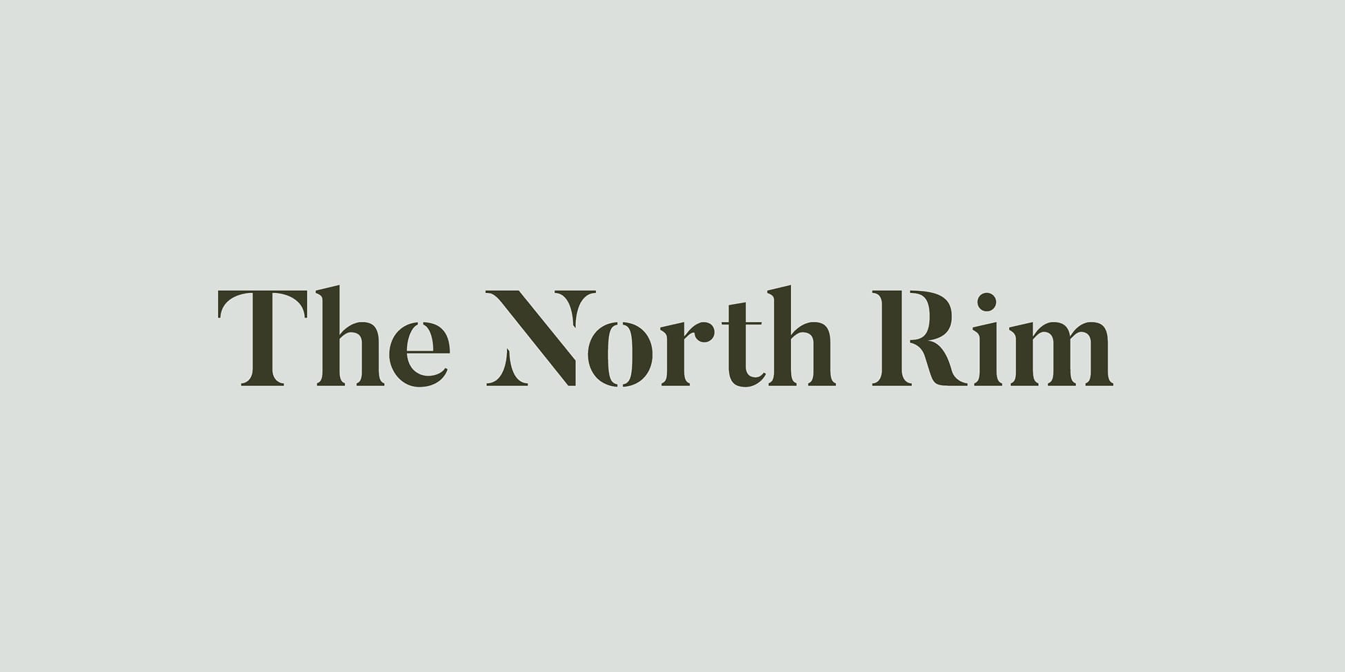 The North Rim serif wordmark logo on sage green background, brand identity design by RSM Design