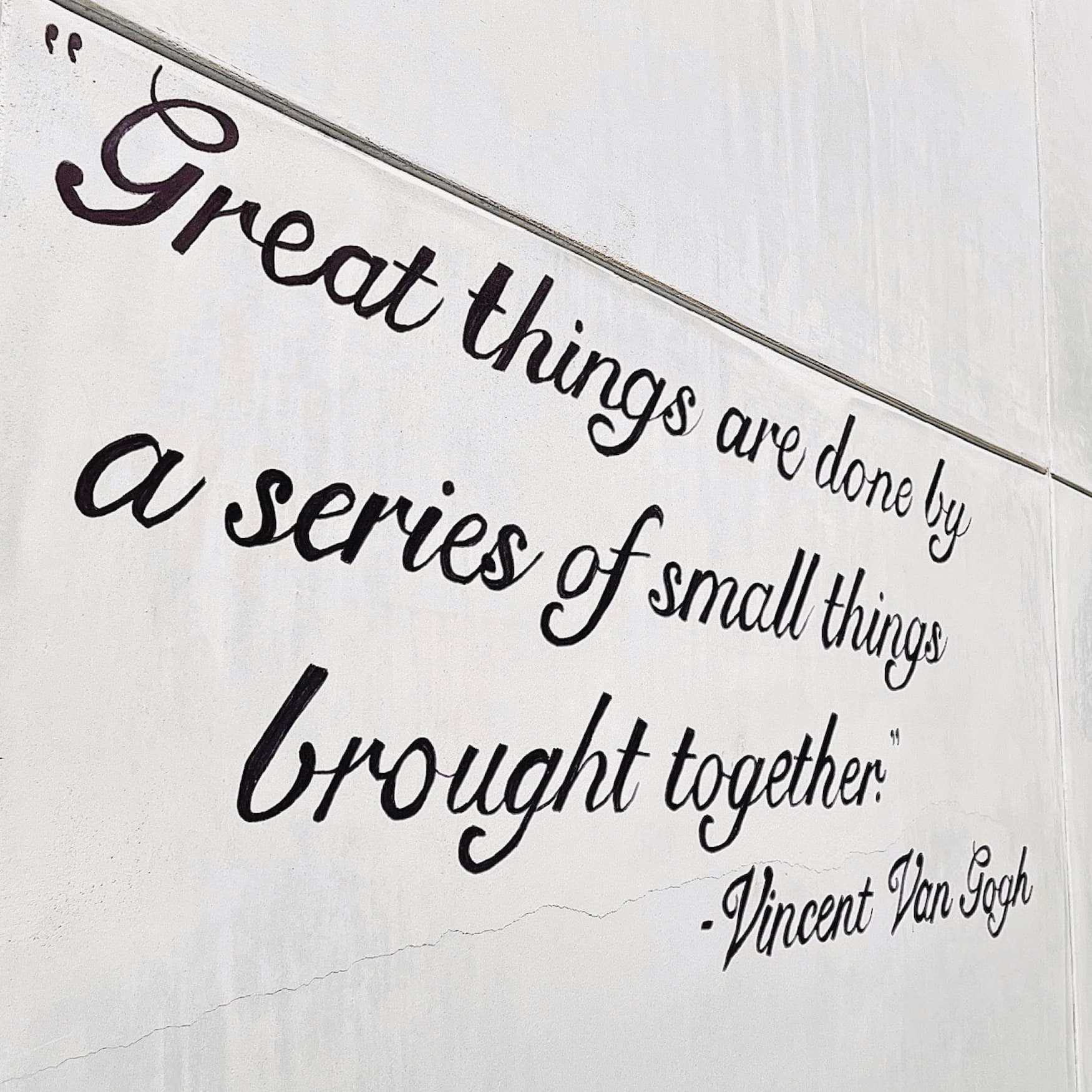 Image of a quote on the wall of UnCommons by Vincent Van Gogh, designed by RSM Design. 