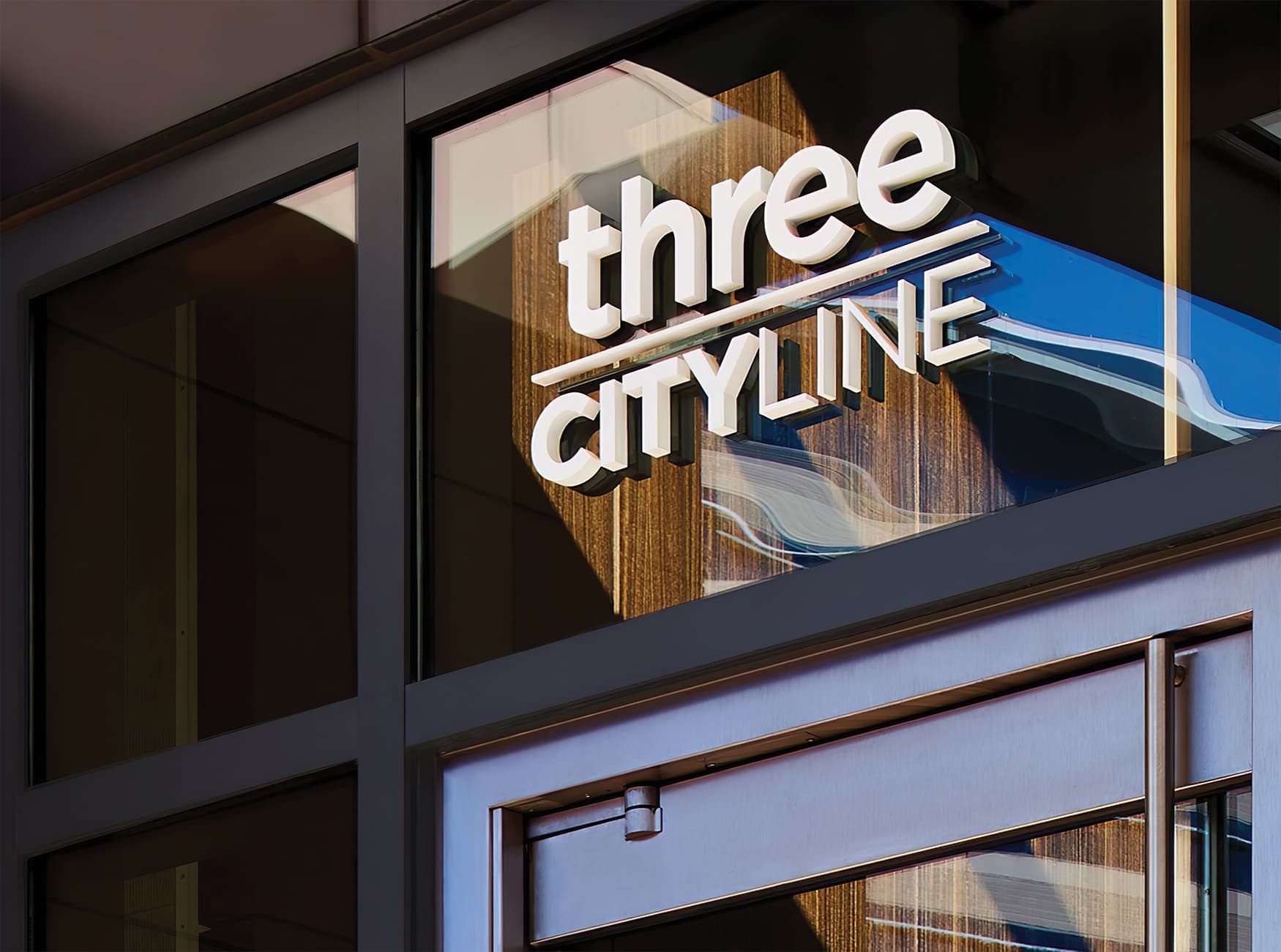 CityLine a mixed-use development in Dallas, Texas. Identity and wayfinding design. Project Identity Signage. Fascia Signage.