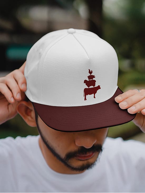 River Street Marketplace branded cap with farm animal logo, brand identity by RSM Design