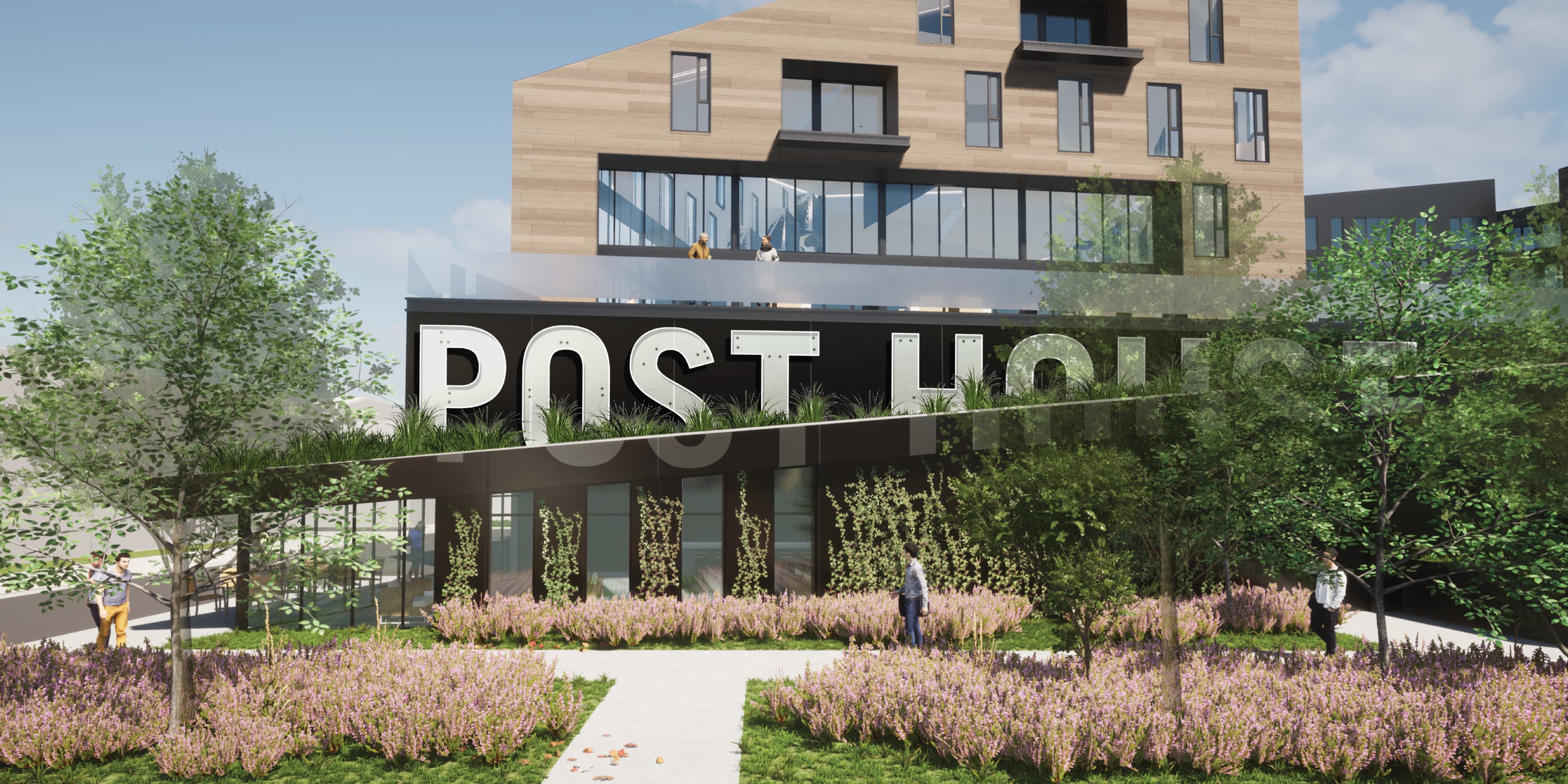 Rendering of Post House exterior.