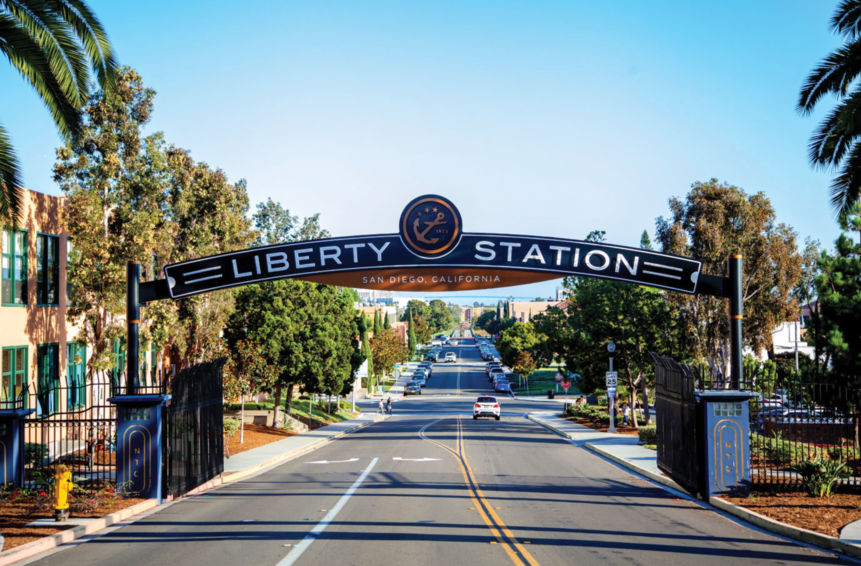 A gateway sign at Liberty Station in San Diego, California.