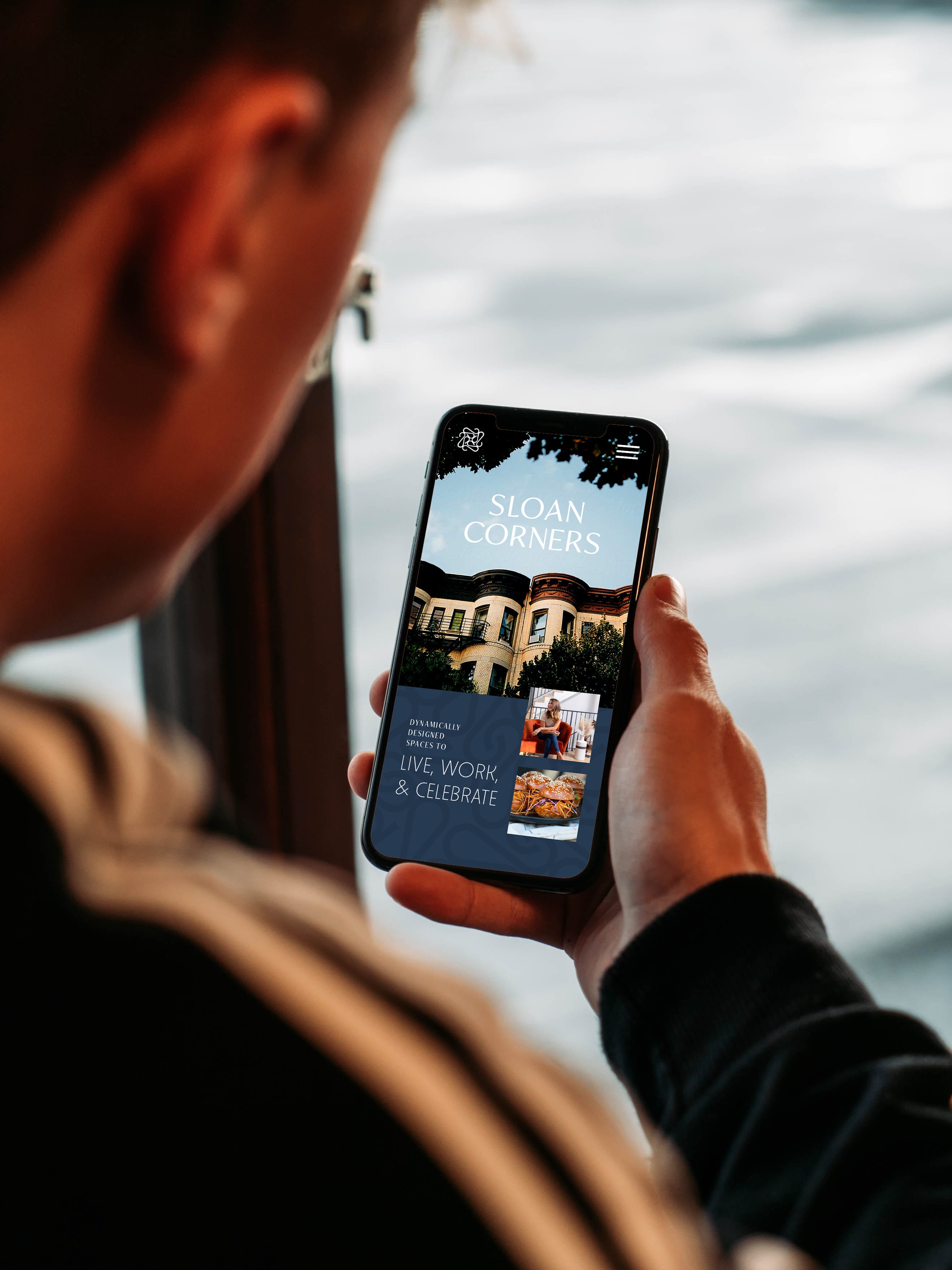 Sloan Corners mobile website homepage viewed on a smartphone - digital design by RSM Design