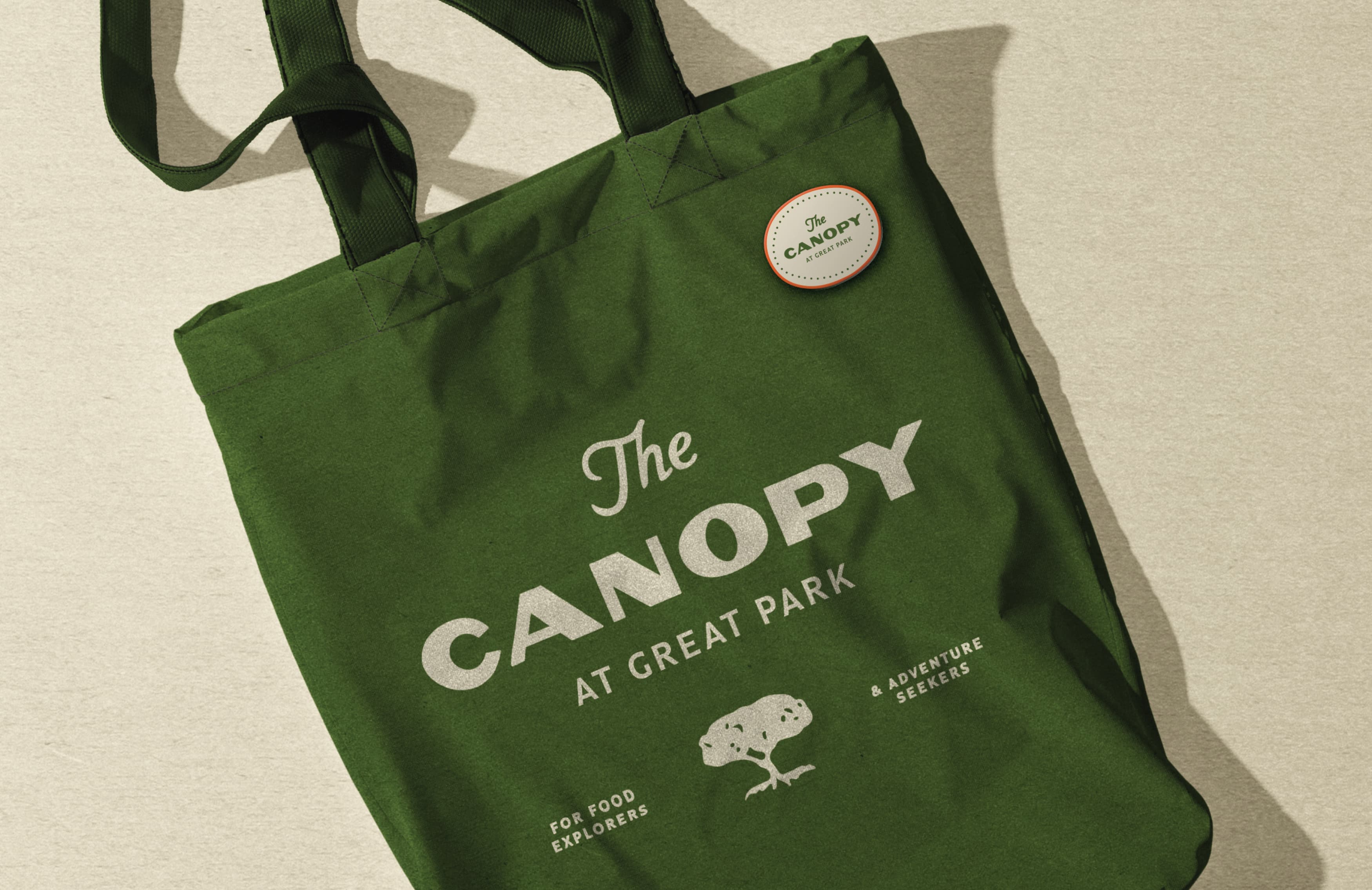 Image of the Canopy at Great Park tote bag lying flat. 