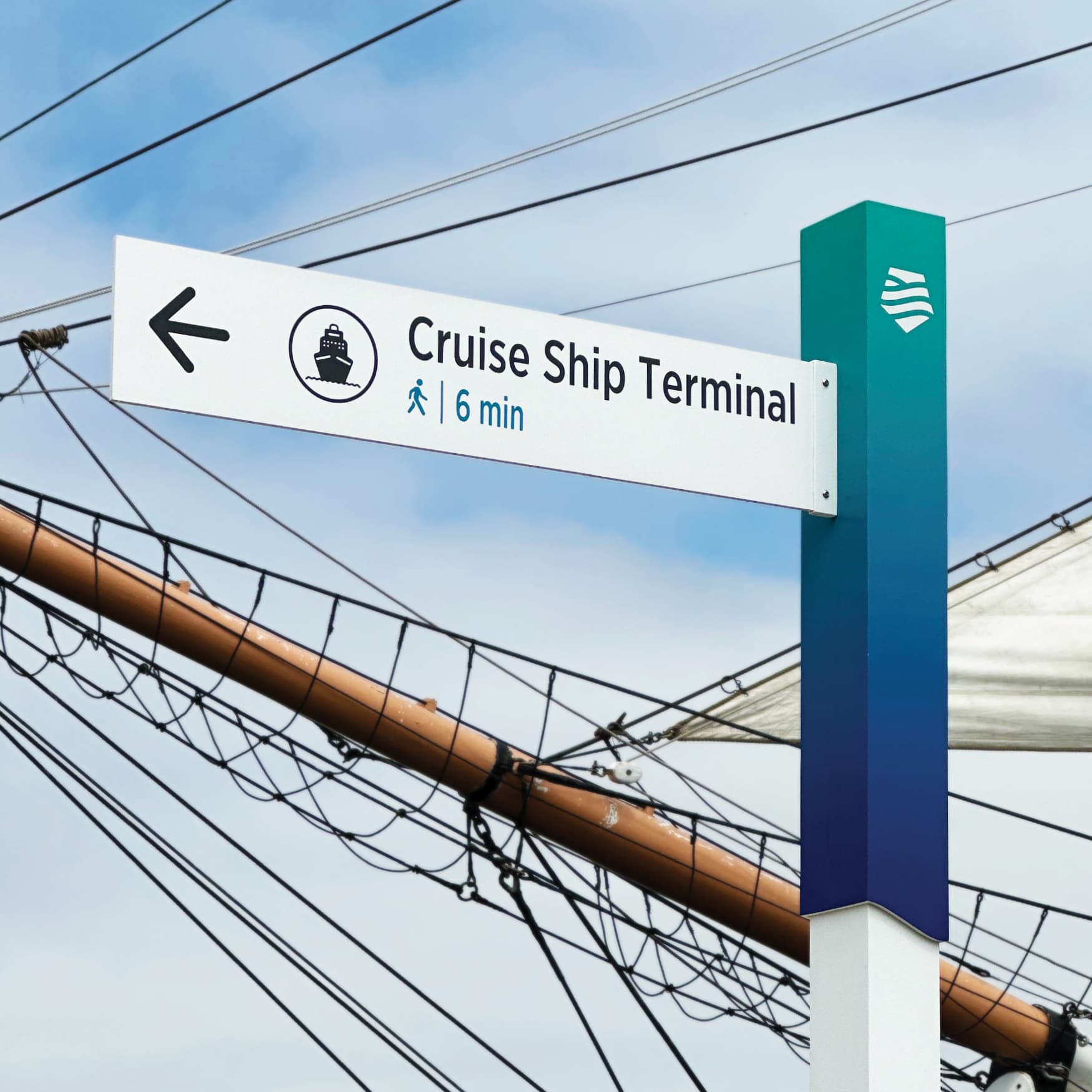 Detail shot of the directional signage at the Port of San Diego. 