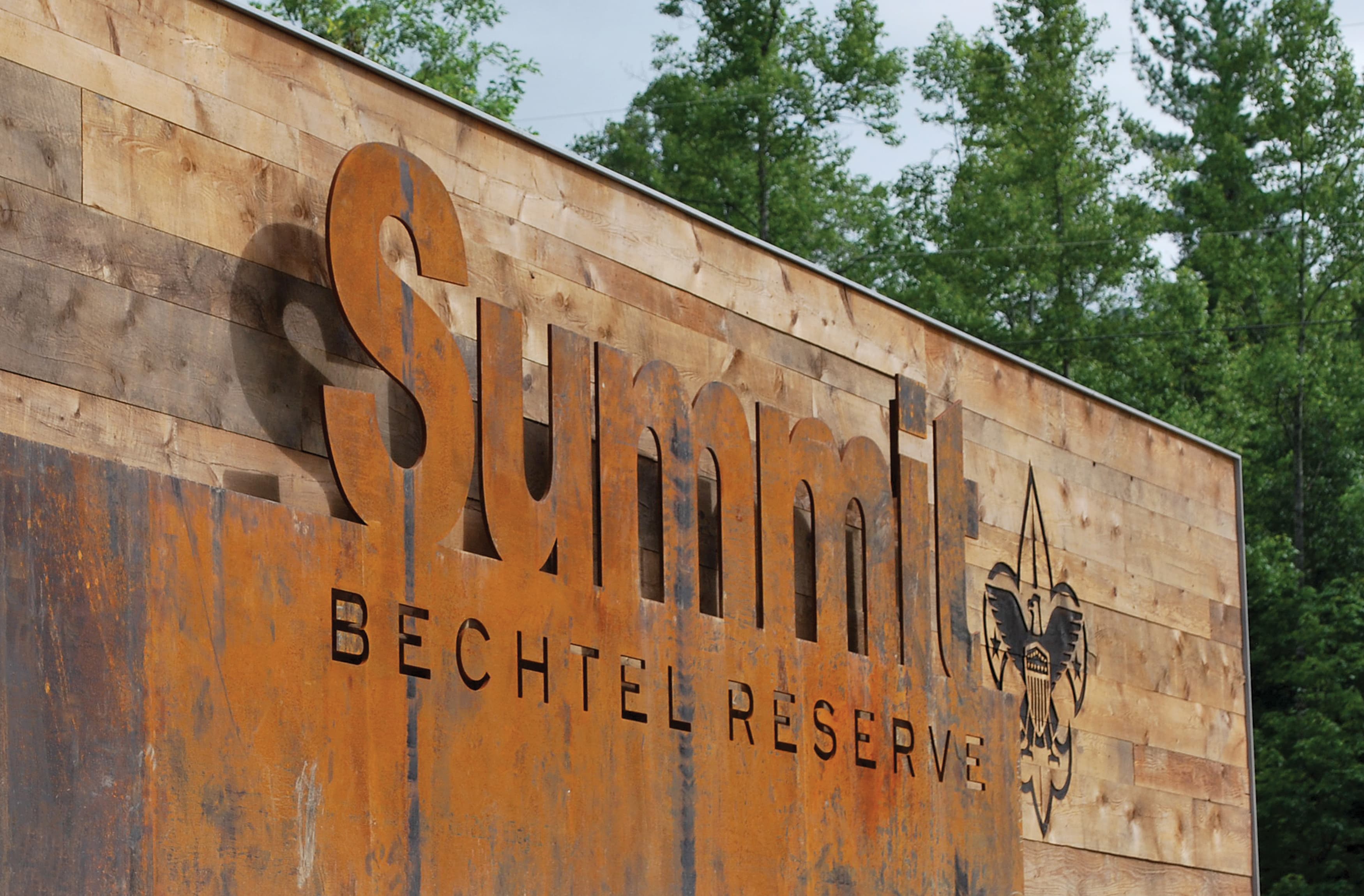 Boy Scouts of America, The Summit Bechtel Reserve corten project identity monument