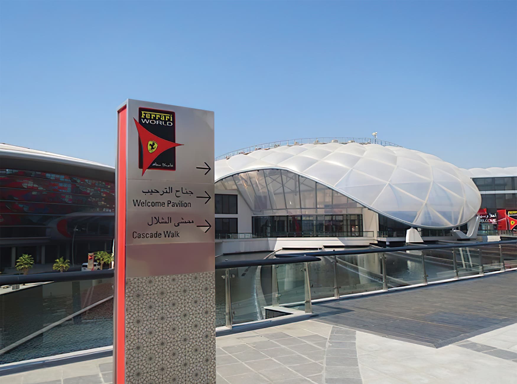 Ferrari World in Abu Dhabi in the United Arab Emirates. Project Wayfinding Design Directional Signage