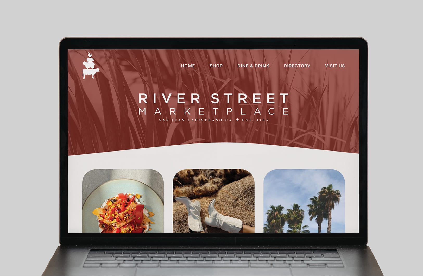 River Street Marketplace website homepage design, brand identity by RSM Design