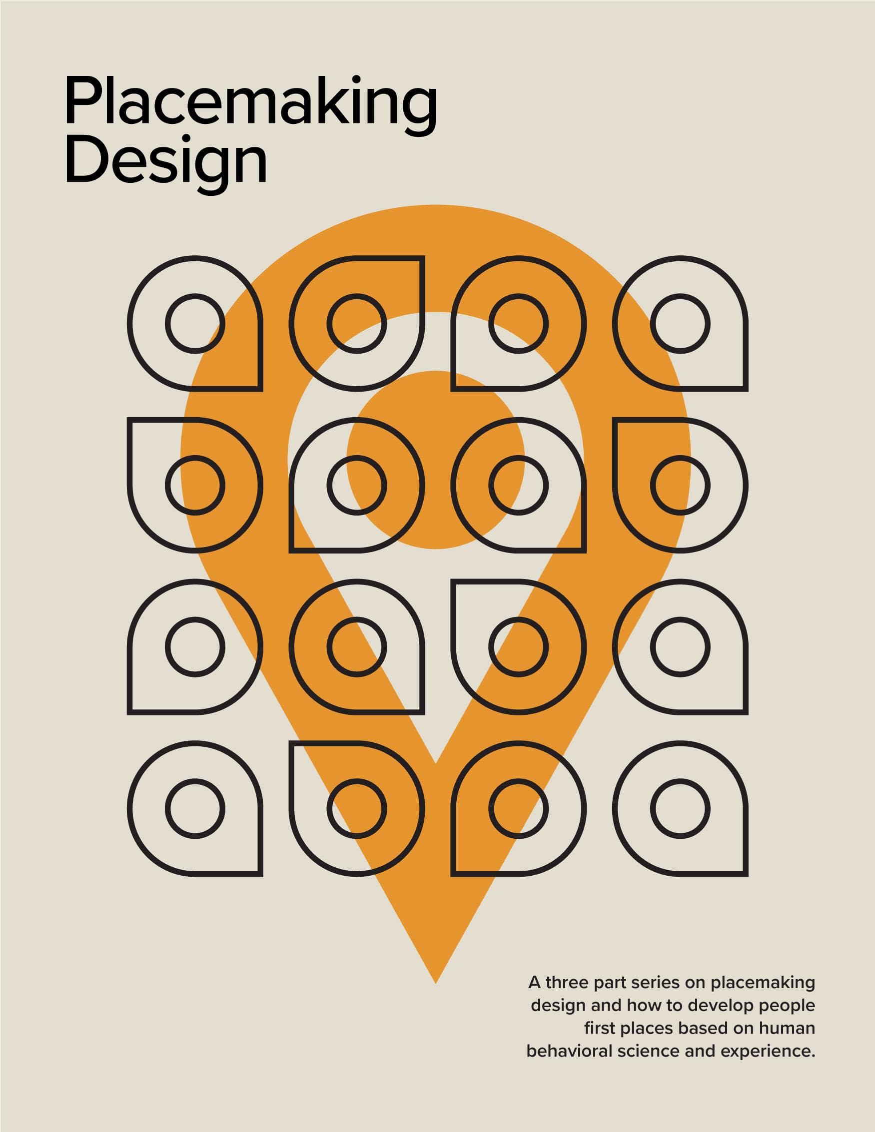 Placemaking design article series poster design with location icon graphics