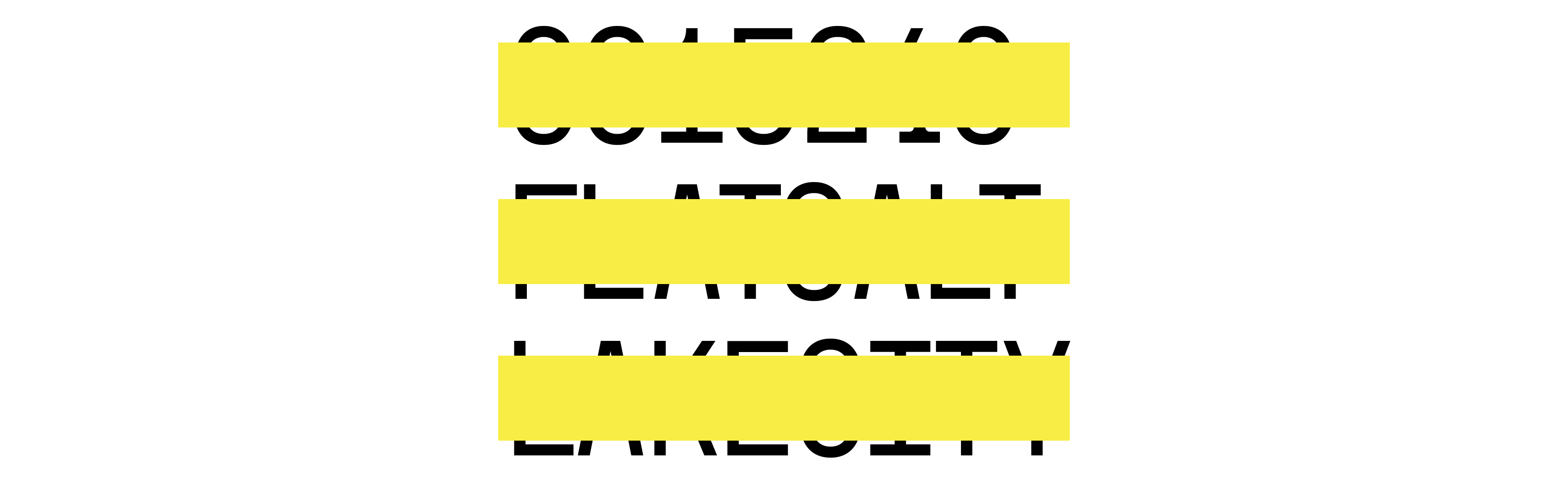 Animated GIF of the Post District brand identity in motion, cycling through bold typographic text reading '801 Flats, Salt Lake City' overlaid with yellow horizontal stripe graphic elements — showcasing RSM Design's branding and visual identity and print and digital collateral design for a mixed-use residential community.