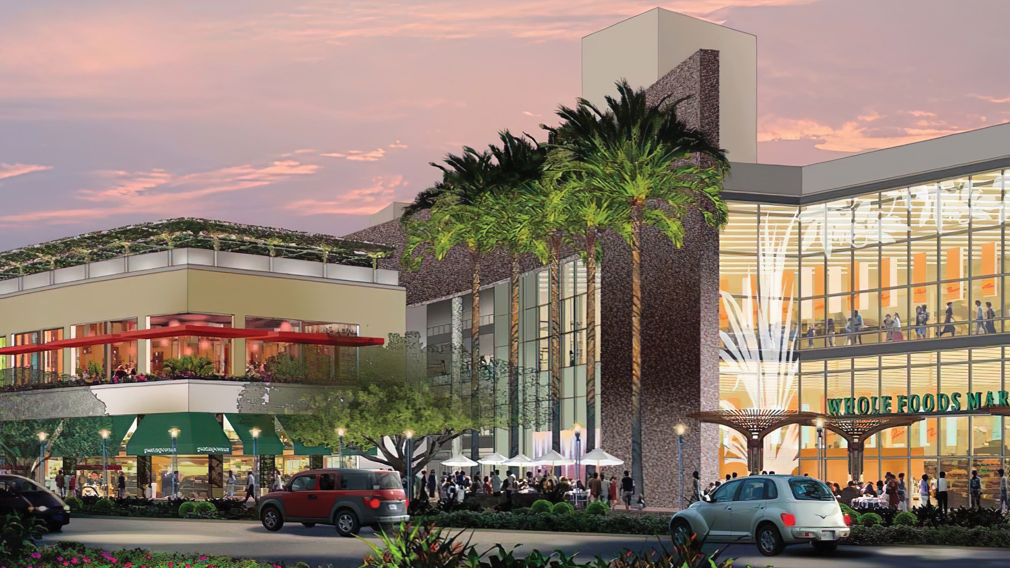 A rendering depicting retail architecture at Ward Village.