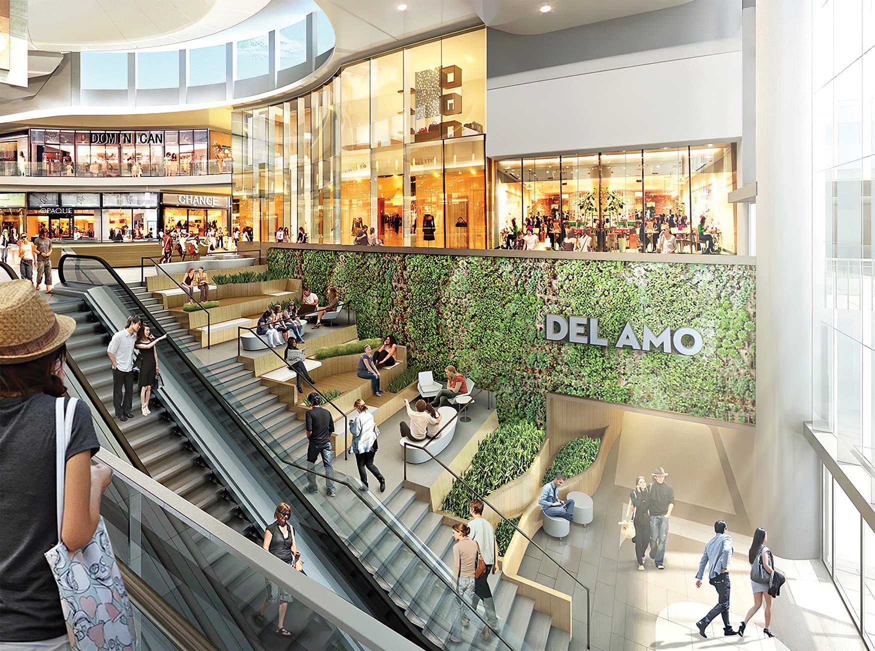 Del Amo Fashion Center located in Torrance, California. Project identity integrated into living wall.
