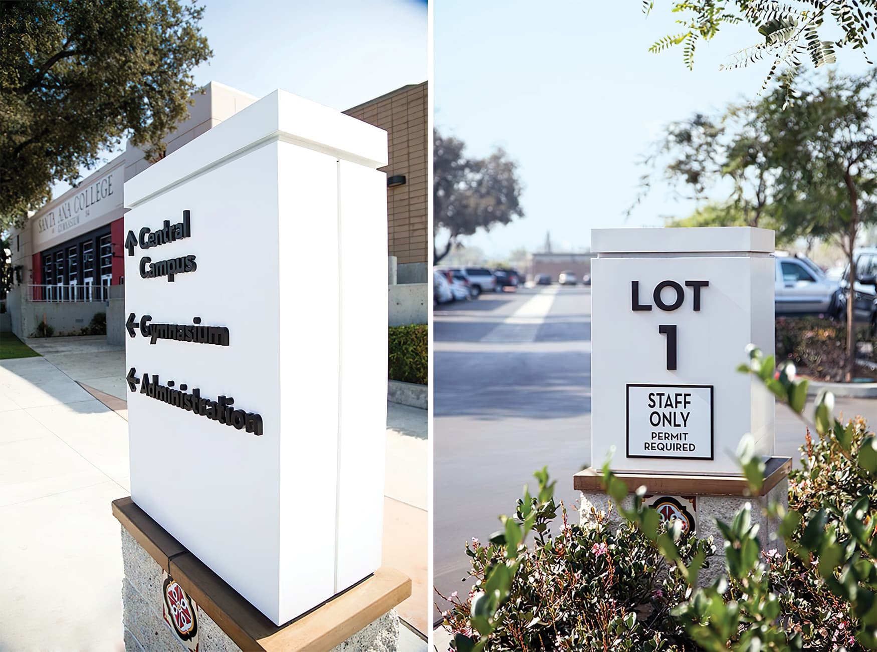RSM Design worked with Santa Ana College to create a wayfinding system and public art system for the higher-education campus