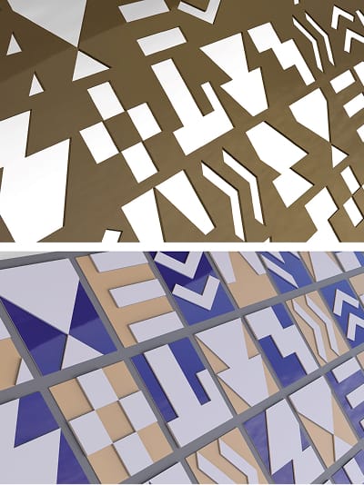 Custom graphic patterns derived from the project’s visual language, applied across surfaces to create a cohesive identity and add texture to the environment.