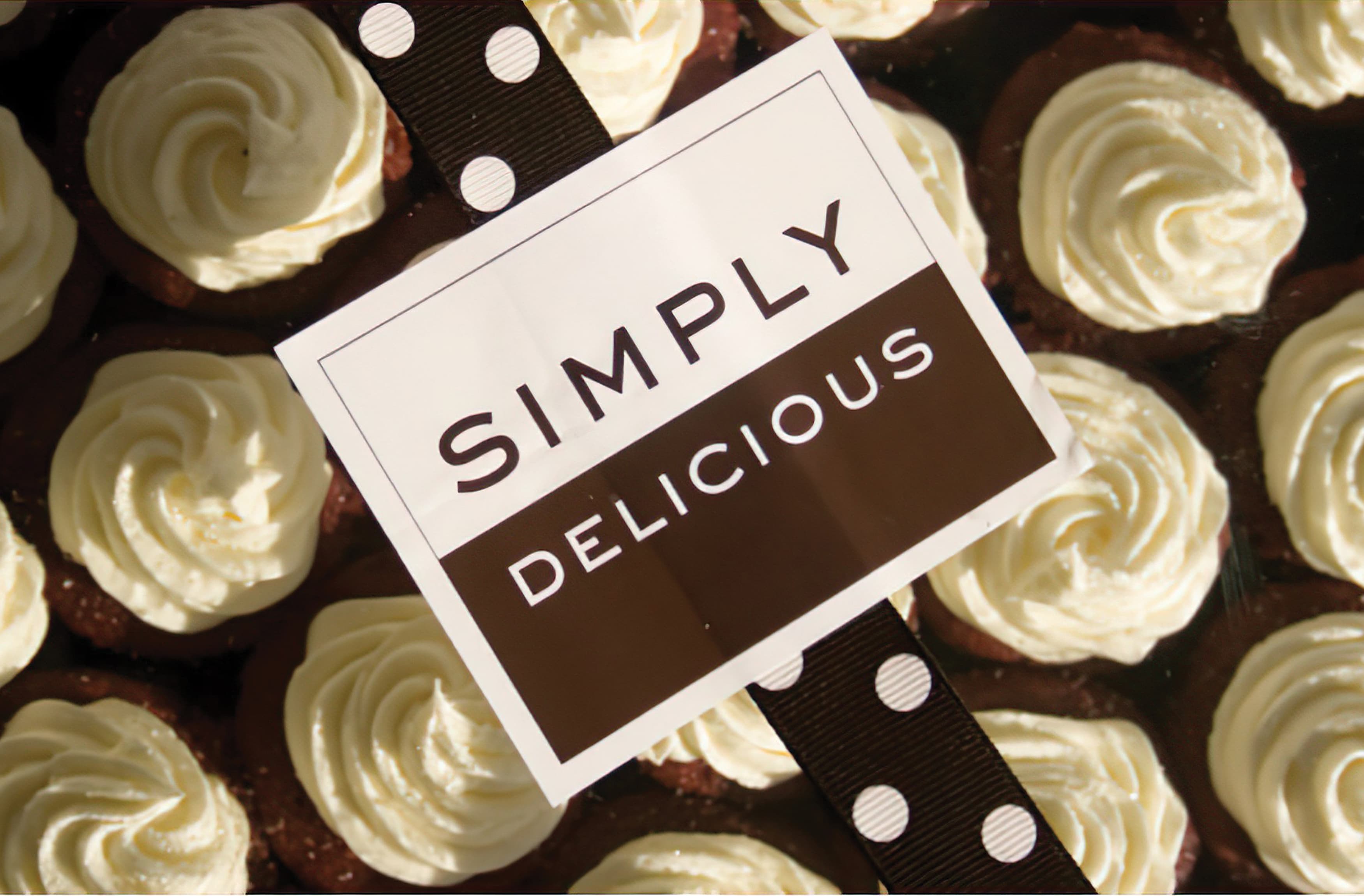 The new Simply Delicious brand on top of some baked goods.