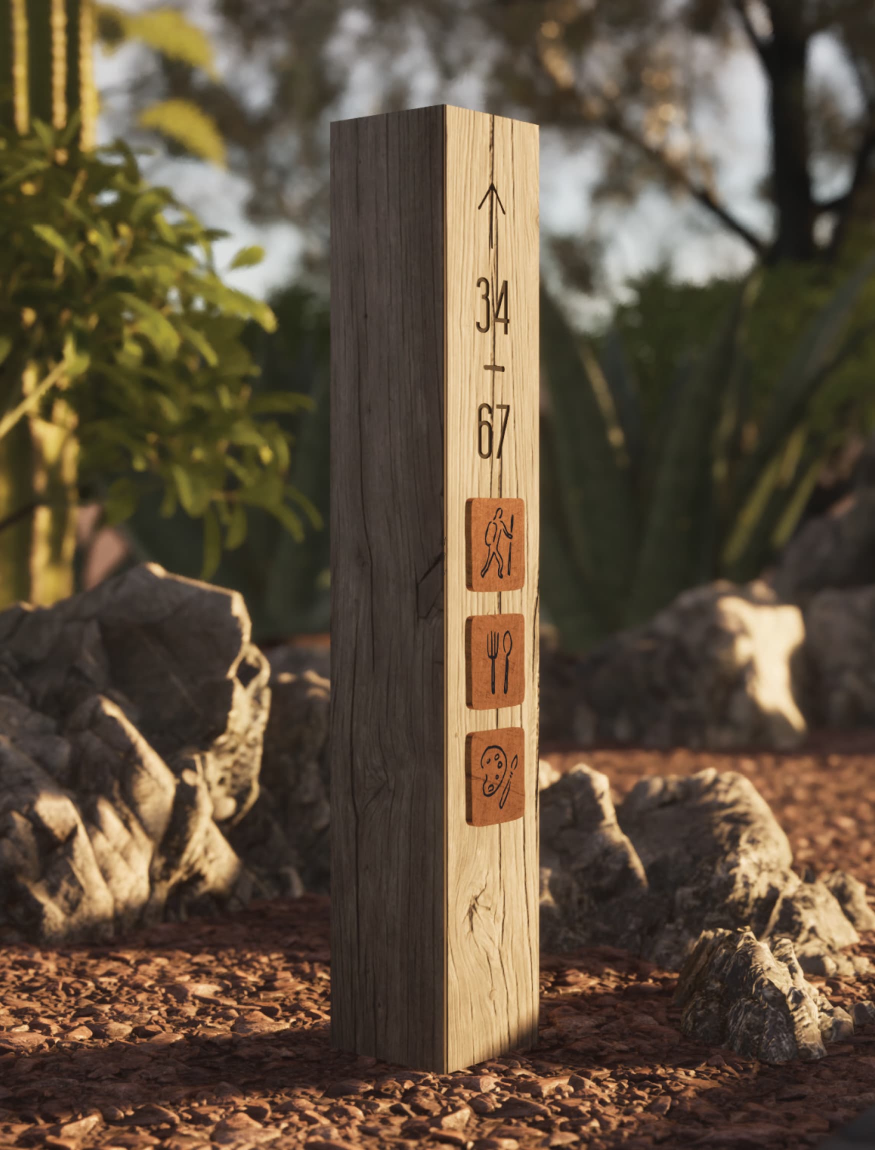 Close up image of the pedestrian directional at Enchantment Resort in Sedona, Arizona