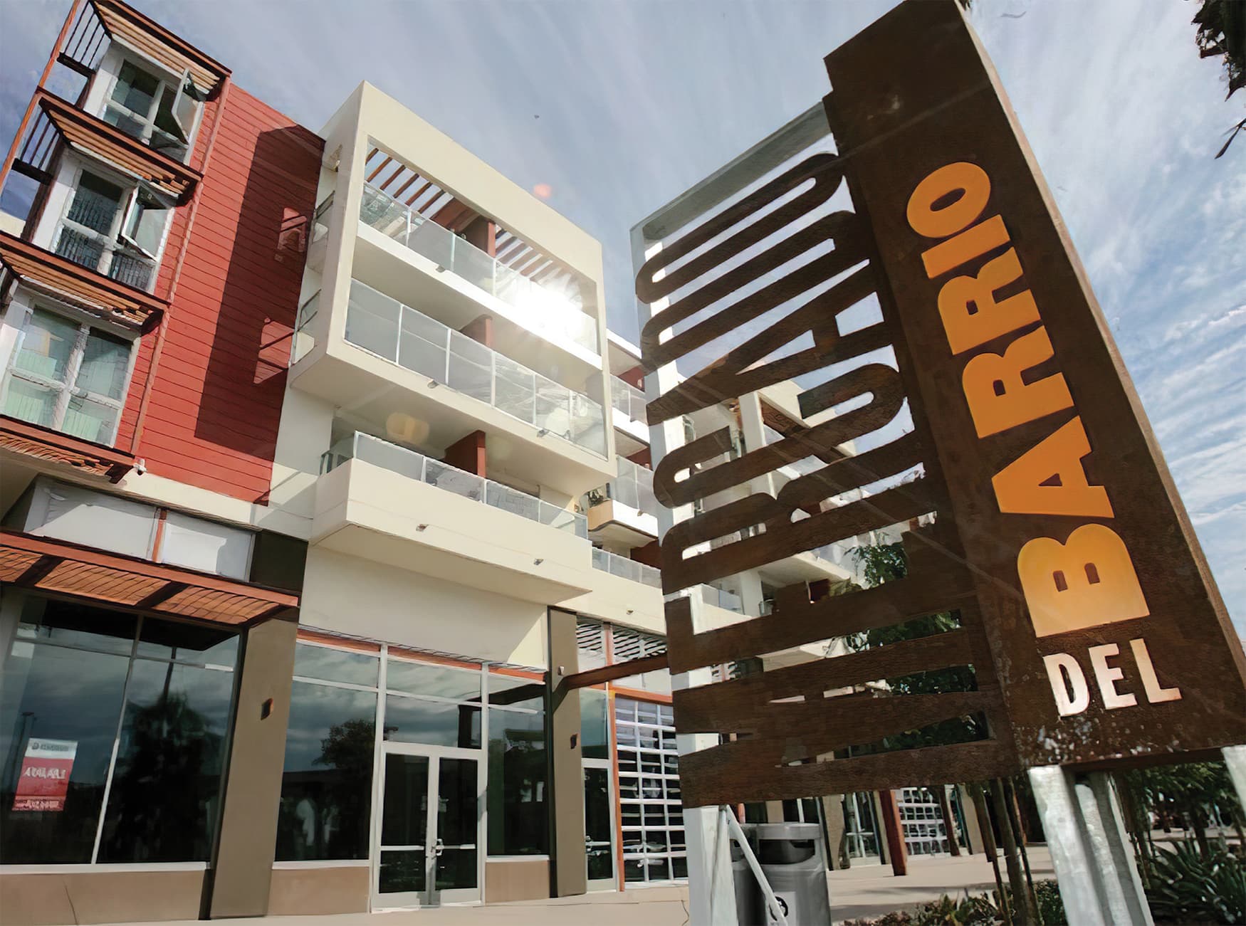 RSM Design worked with Shea Properties to prepare wayfinding signage, environmental graphics, and placemaking elements for Mercado del Barrio, a residential and commercial mixed-use development located in San Diego, California. Identity Signage.