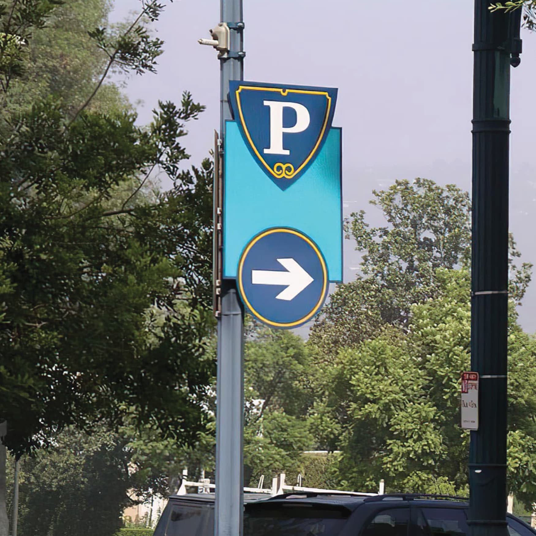 Parking lot signage for City of Beverly Hills designed by RSM Design. 