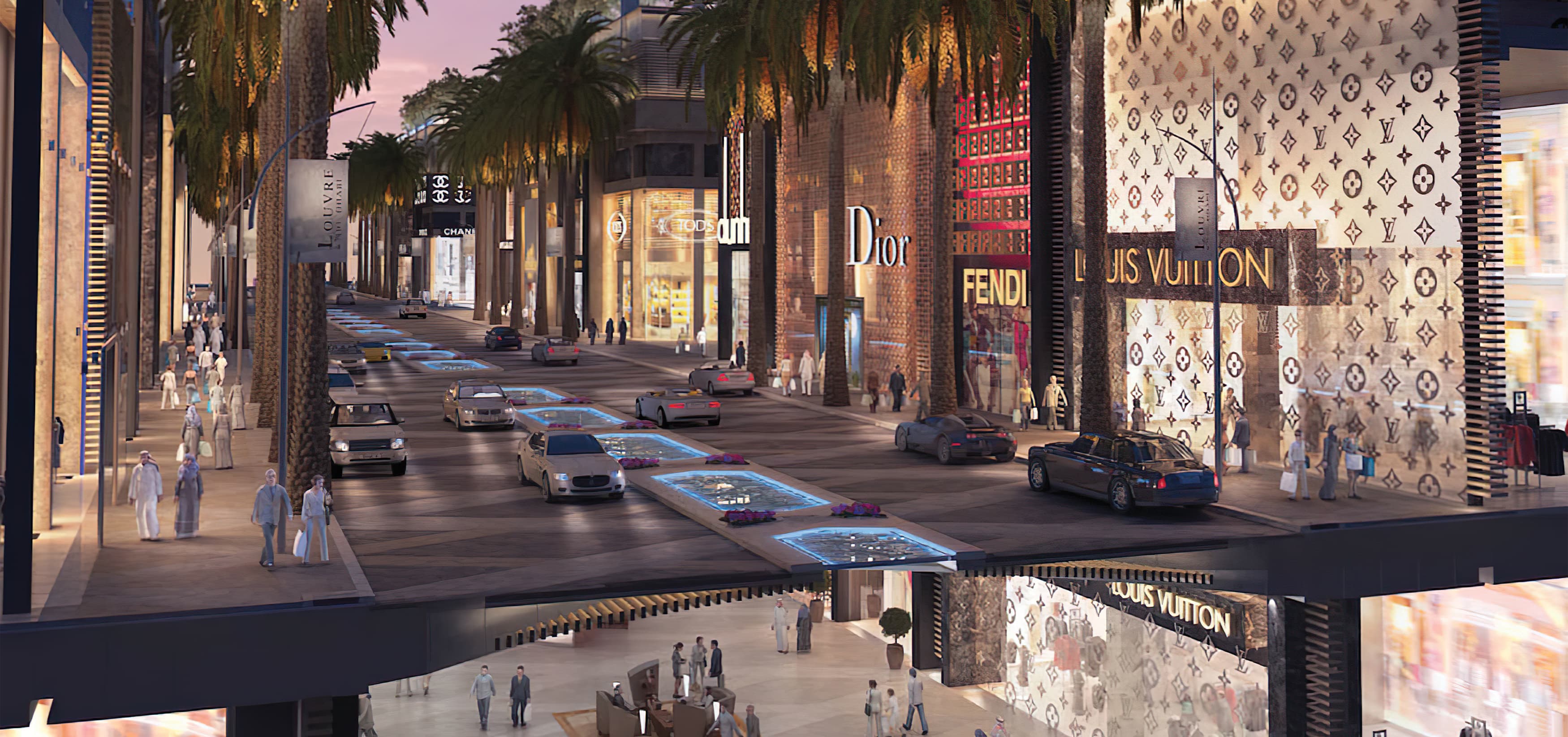 The District a Mixed Use Retail Project in Abu Dhabi, United Arab Emirates. Luxury Storefront Design.