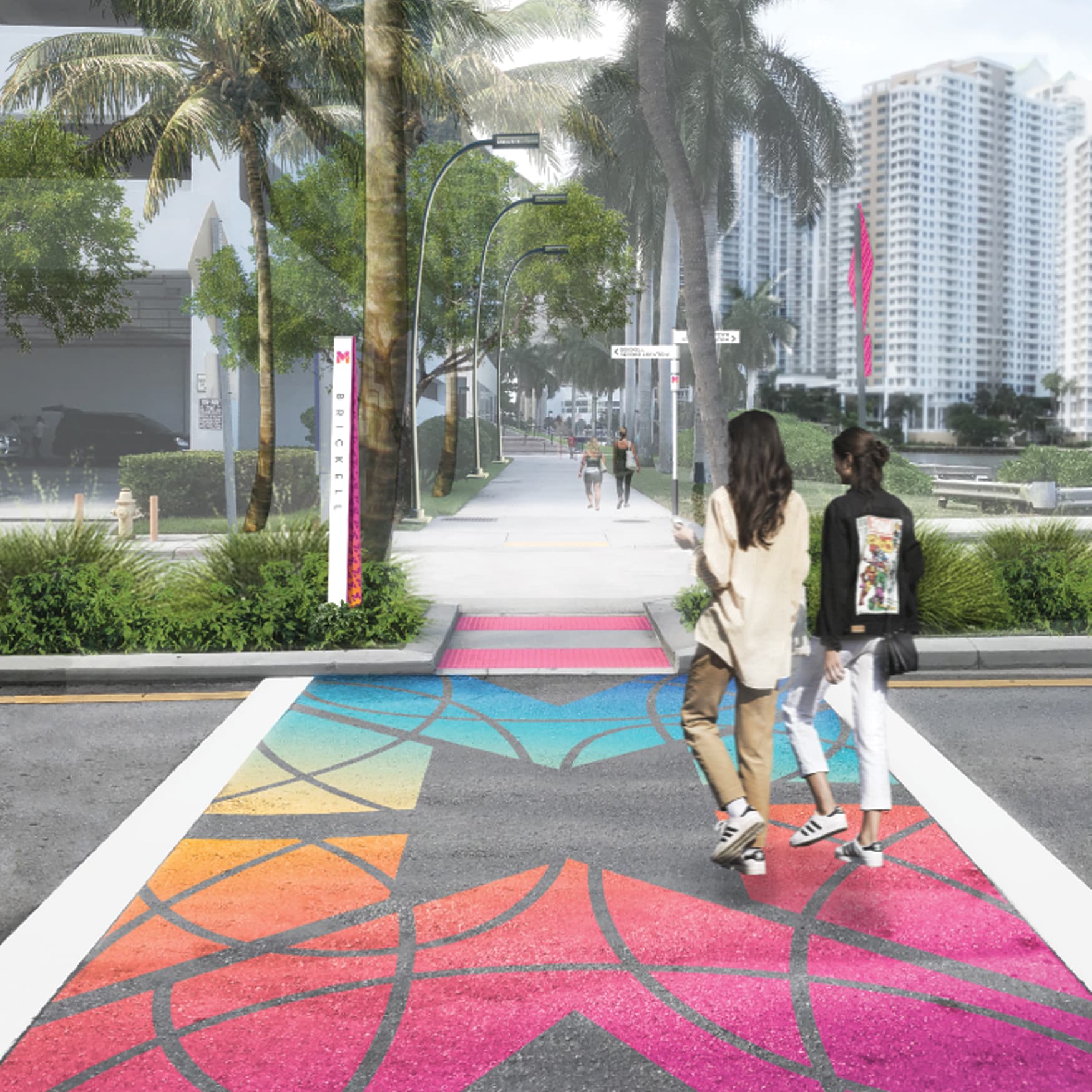 Miami Baywalk Waterfront Design and Crosswalk Design