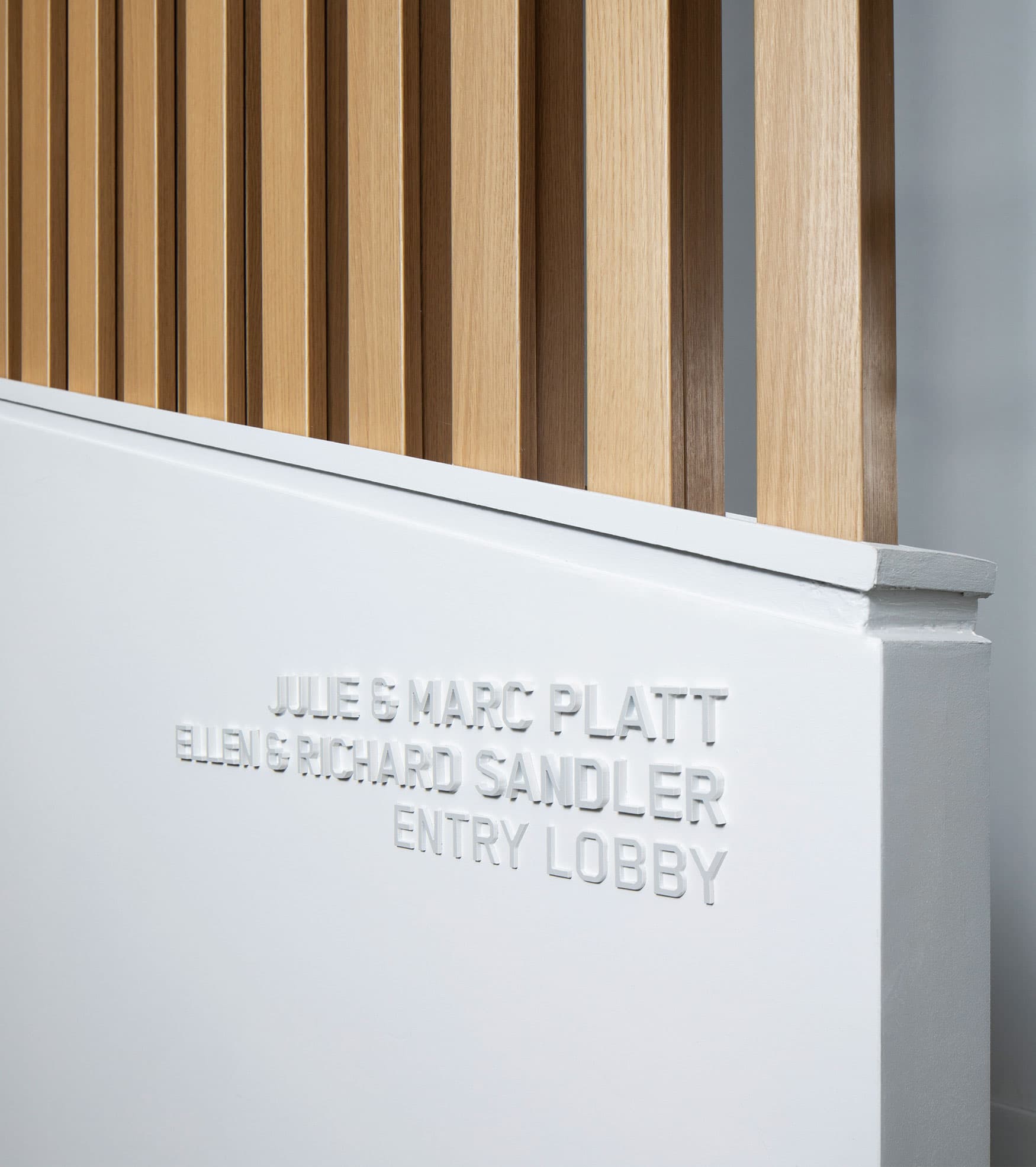 Lobby donor signage for the BAR Center in Venice, California.
