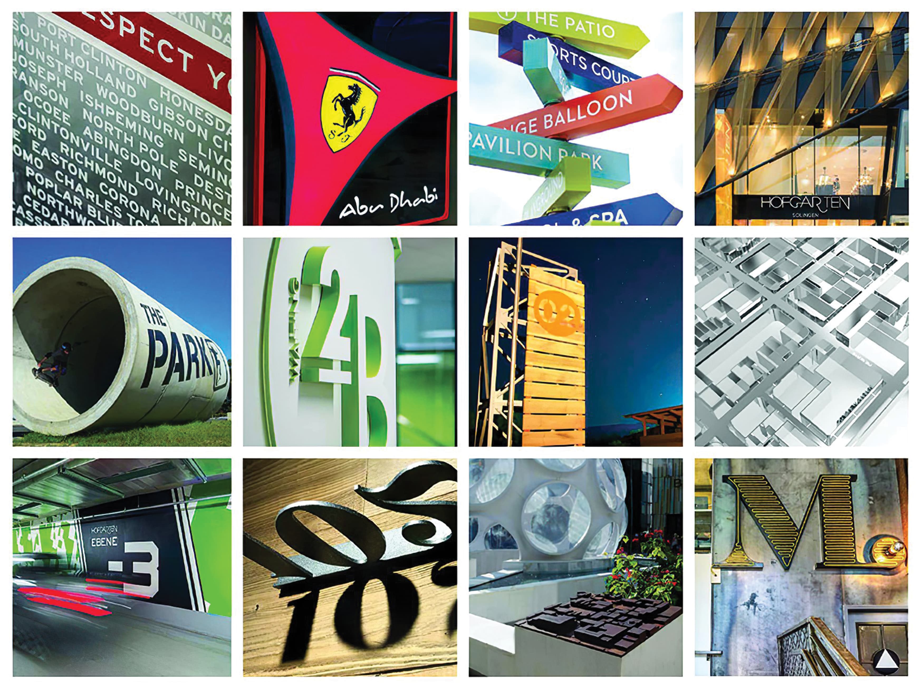 A collection of signage and graphics imagery of completed RSM projects.