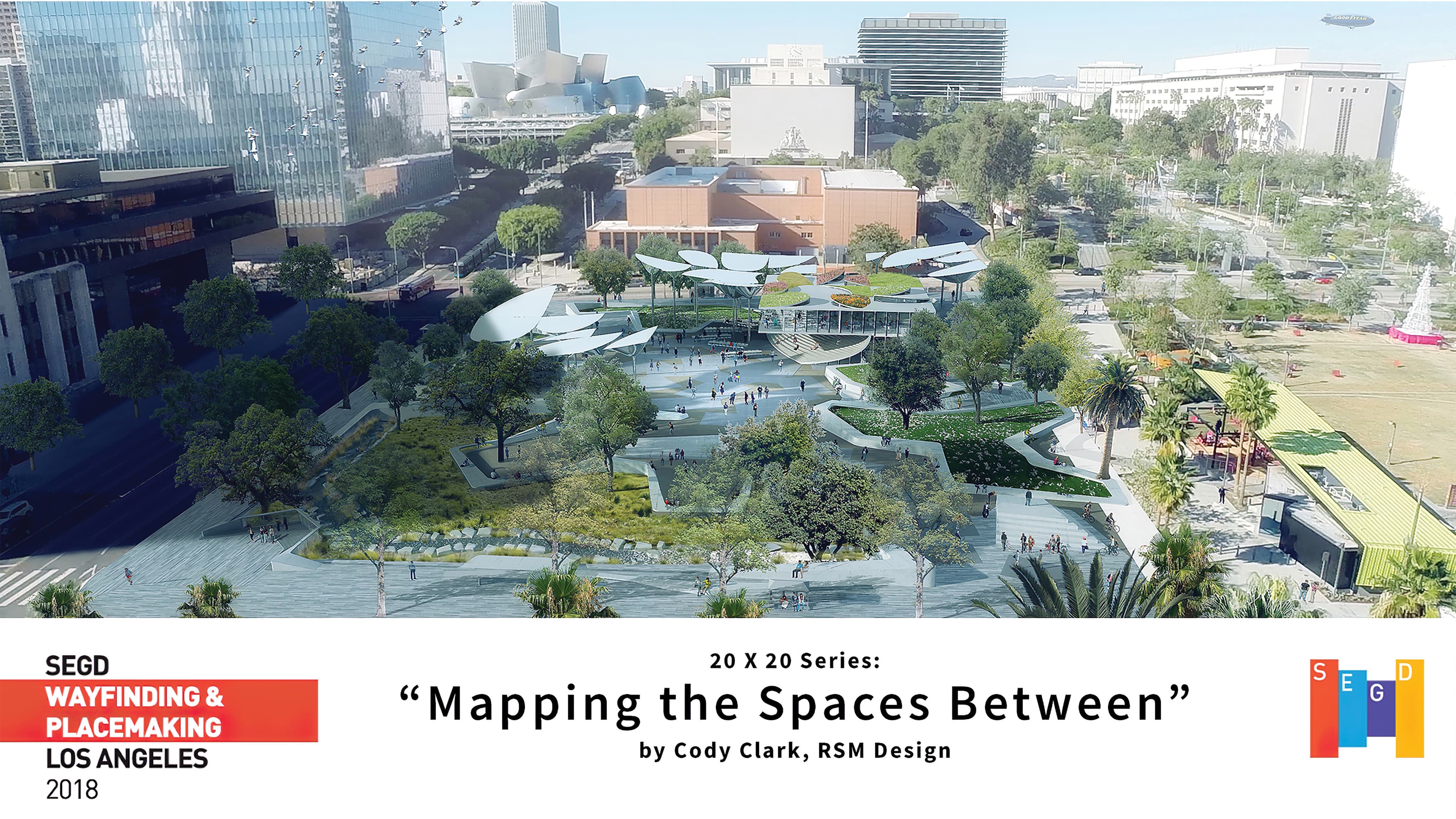 Aerial render with title block stating "Mapping the Spaces Between
