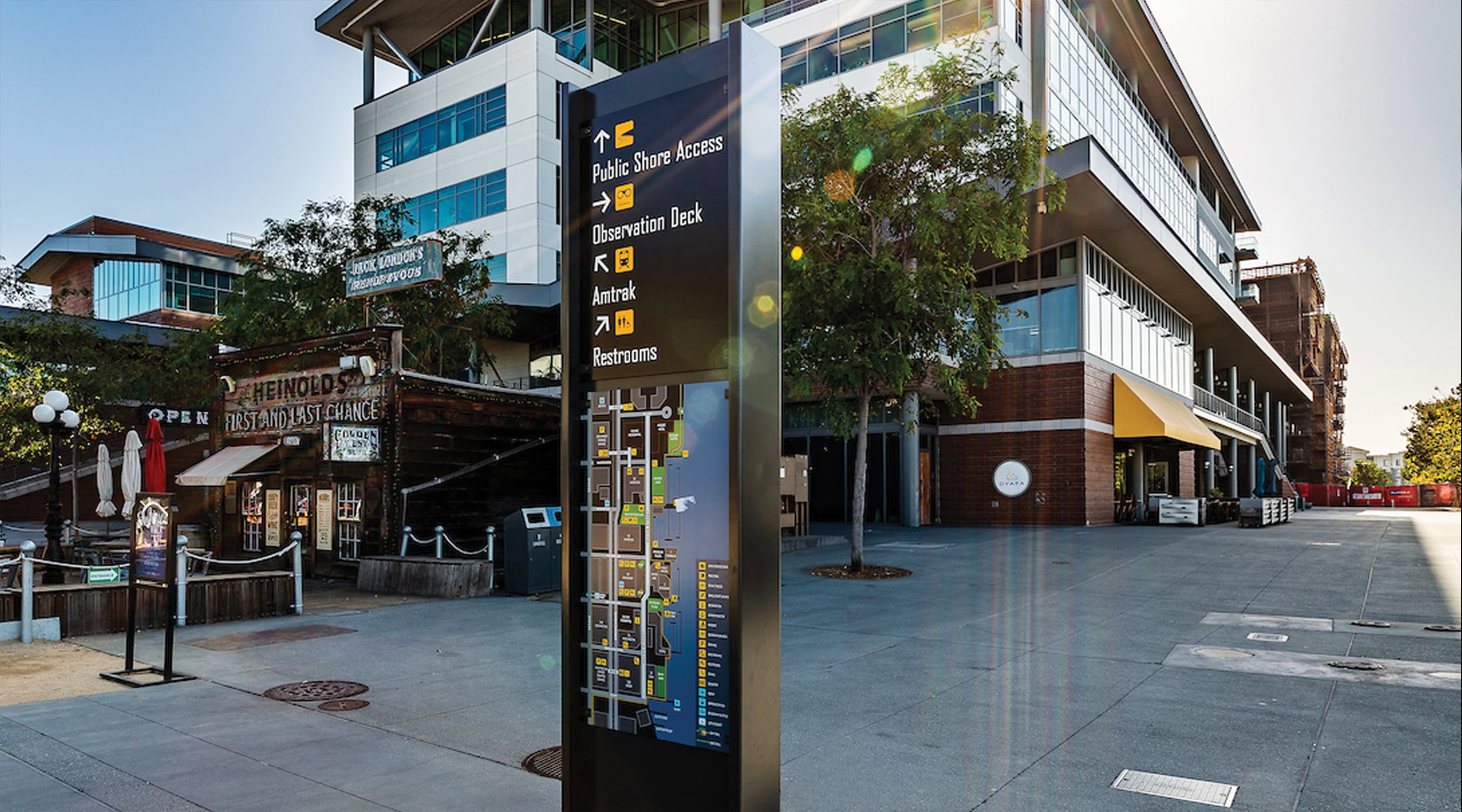 Jack London Square pedestrian wayfinding system and directory map design