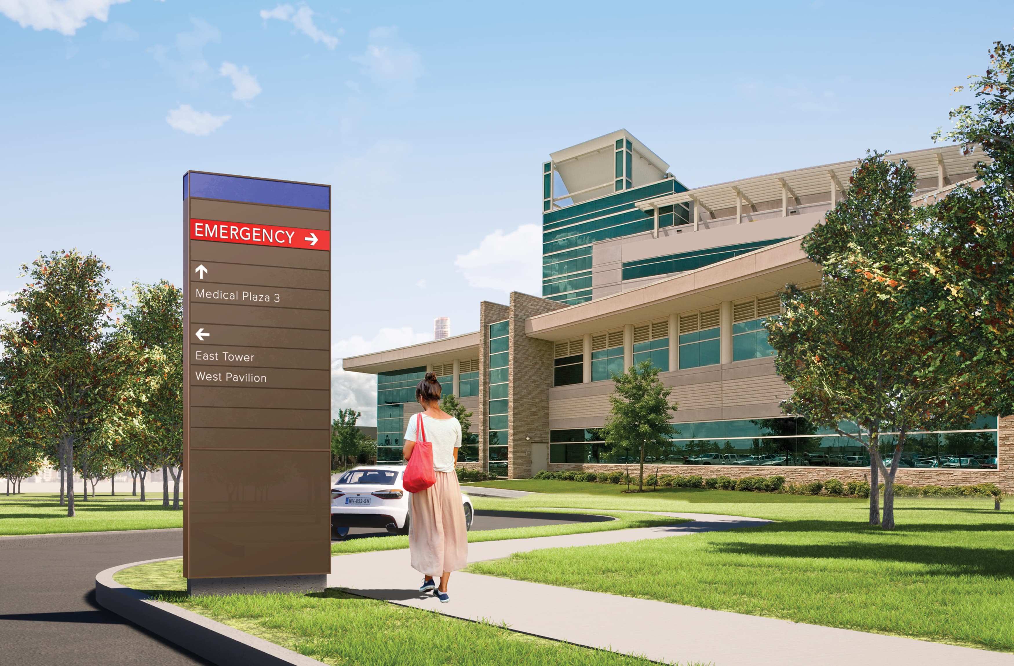 Memorial Hermann Hospital, located in Houston, Texas. Healthcare Design. Wayfinding Design. Urban Design.