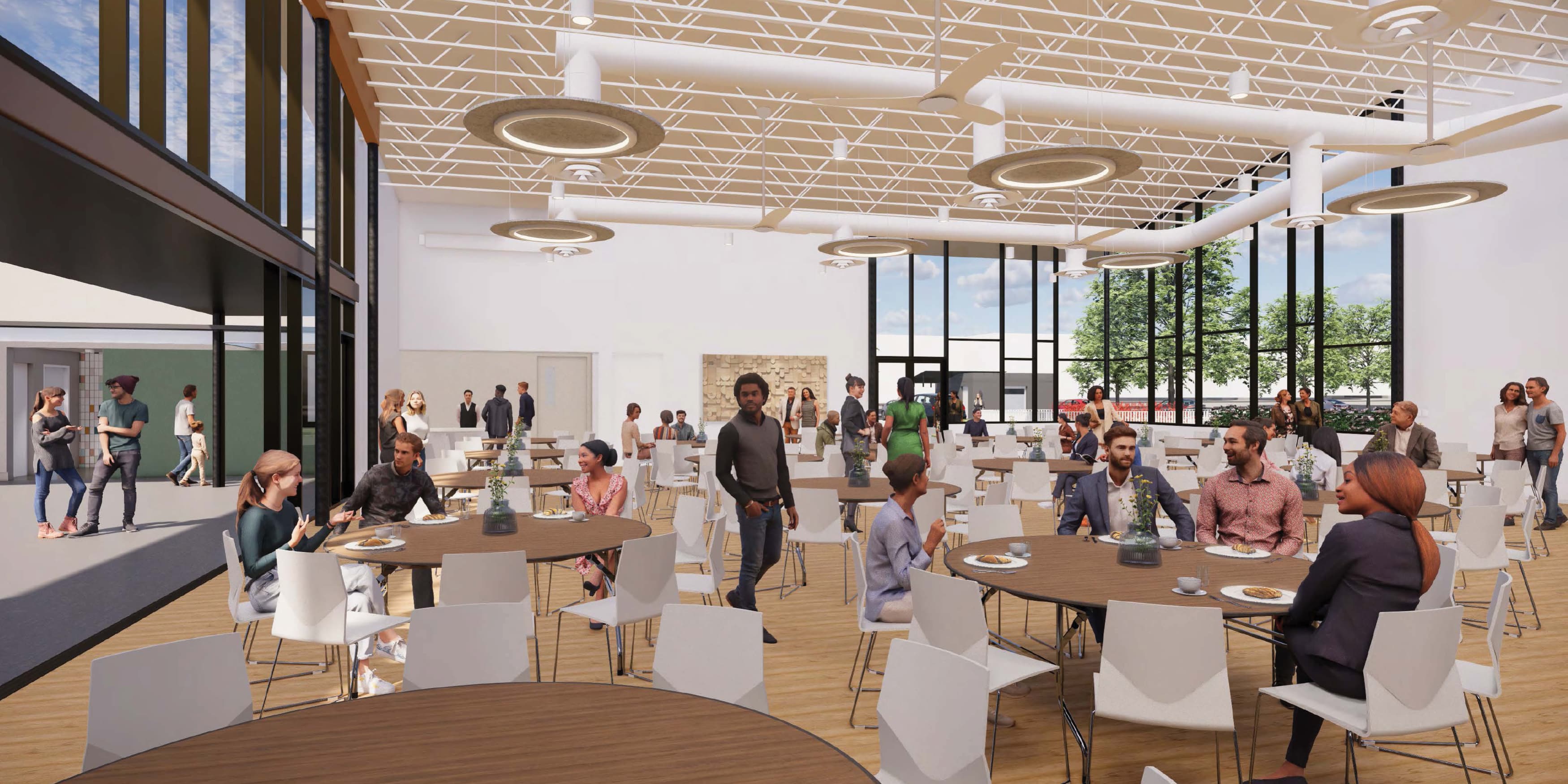 Image of the inside of the convention center meeting room at Gonzales Community Center. 