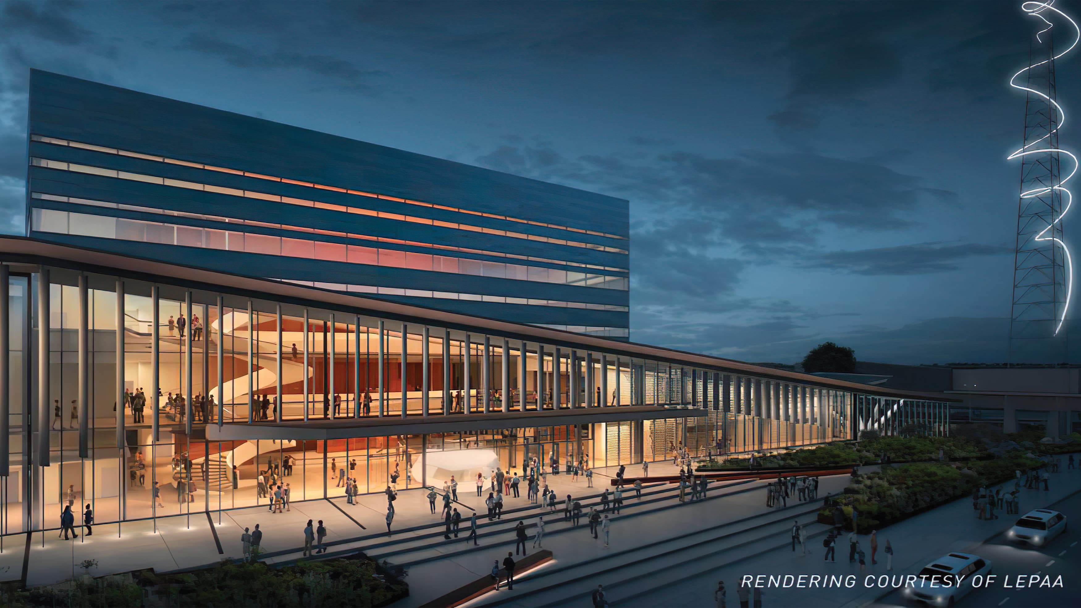 Exterior of the Buddy Holly Hall of Performing Arts and Sciences